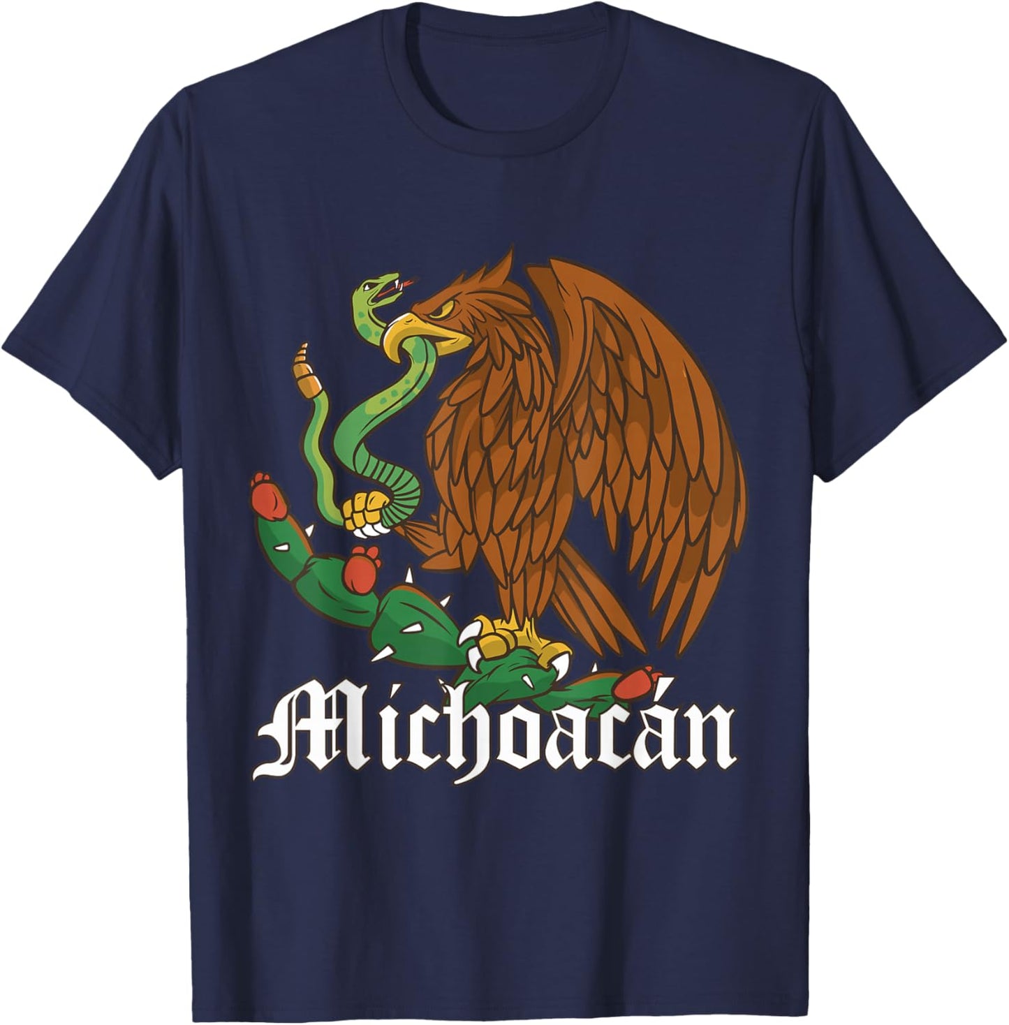 Michoacan Mexico with Mexican Eagle, Michoacan T-Shirt - T-Shirt | Navy