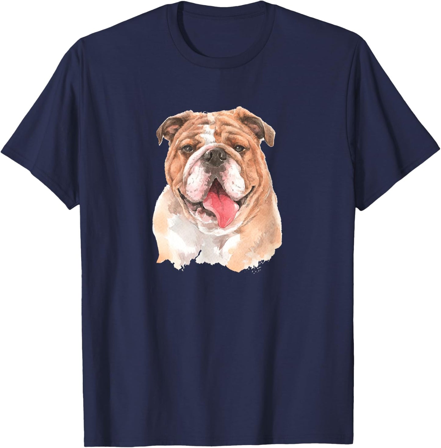 Funny Watercolor English Bulldog Men Women Girls Kids T-Shirt - T-Shirt | Navy