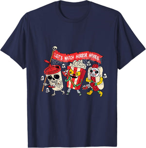 Retro Movie Concessions Let's Watch Horror Movies Halloween T-Shirt - T-Shirt | Navy