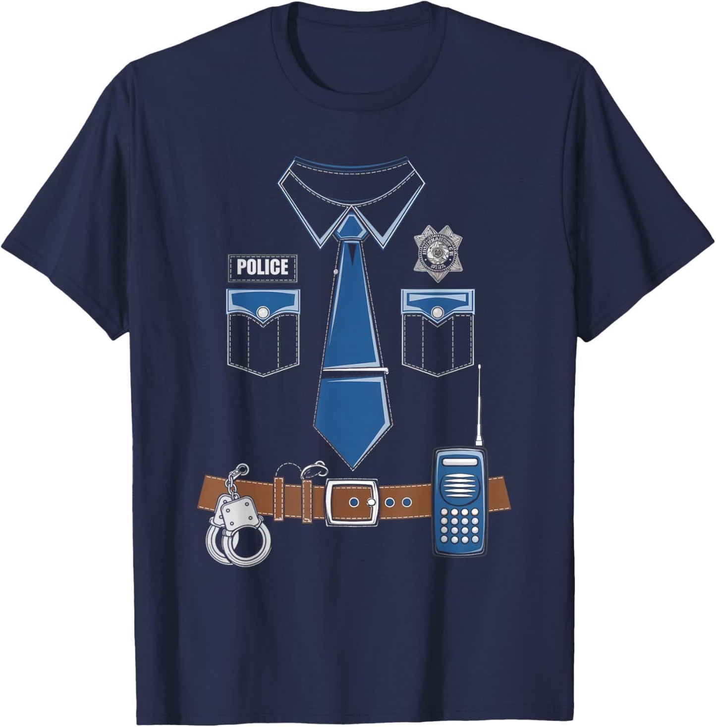 Police Costume Police Officer Cop Uniform Halloween T-Shirt - T-Shirt | Navy