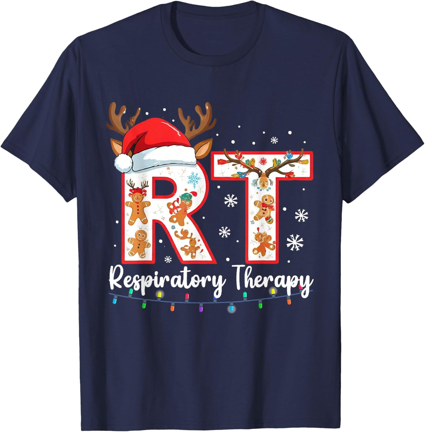 Christmas Nurse Respiratory Therapist Lung Therapy Nursing T-Shirt - T-Shirt | Navy