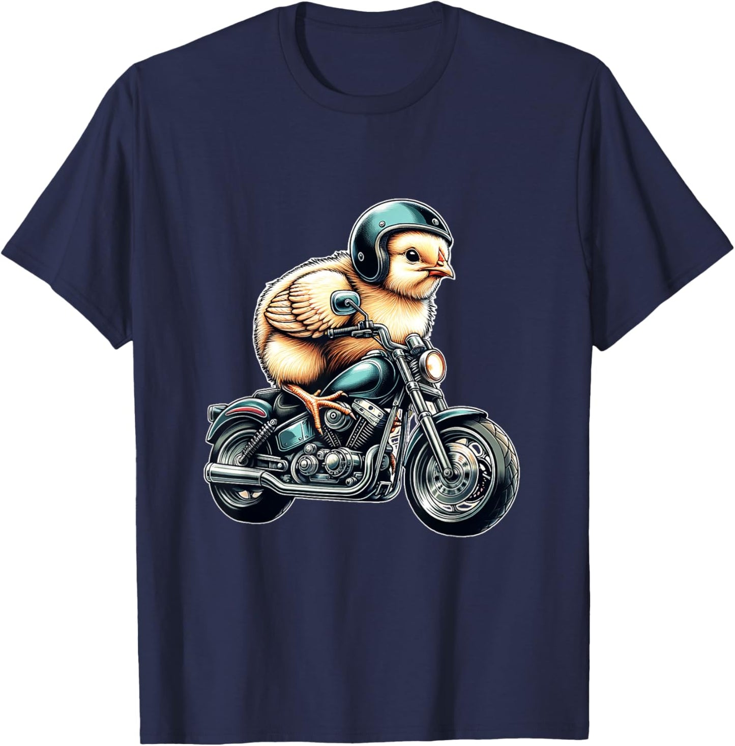 Biker Chick Funny Biker Chicken for Female Motorcycle Riders T-Shirt - T-Shirt | Navy