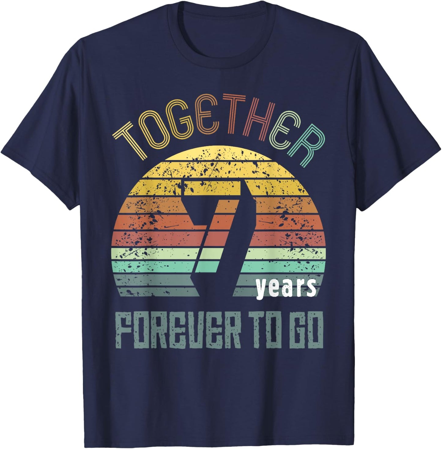 7th Years Wedding Anniversary Gifts For Couples Matching T-Shirt - T-Shirt | Navy
