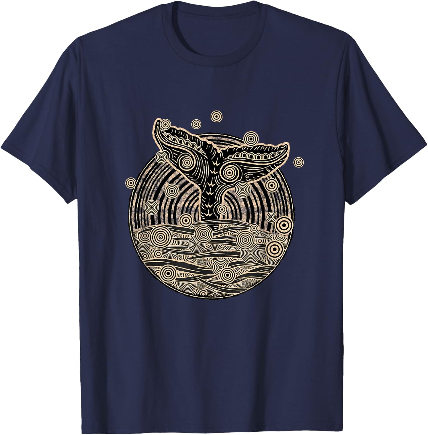 Vintage Tribal Whales Tail T-Shirt - T-Shirt | Navy