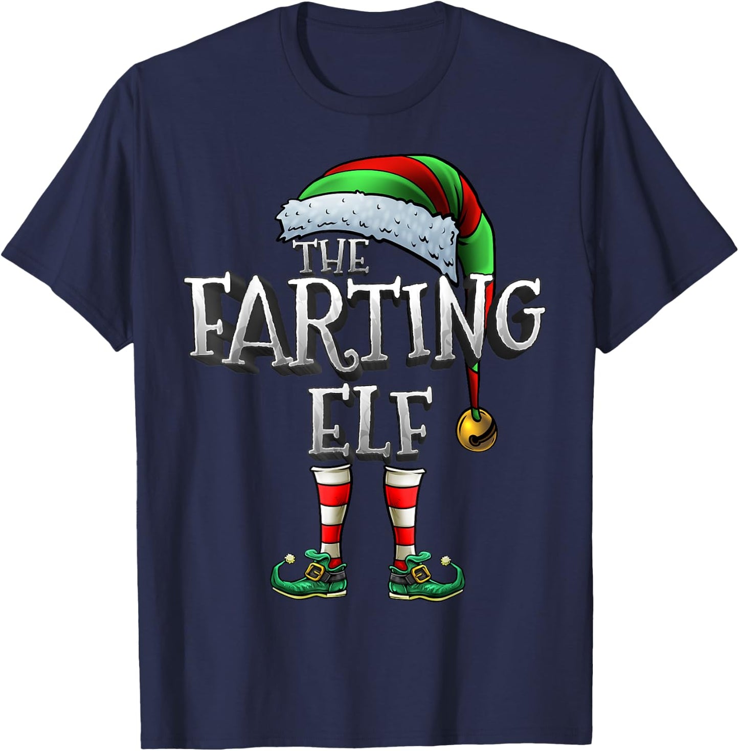 The Farting Elf Shirt Matching Family Christmas Farting Elf T-Shirt - T-Shirt | Navy
