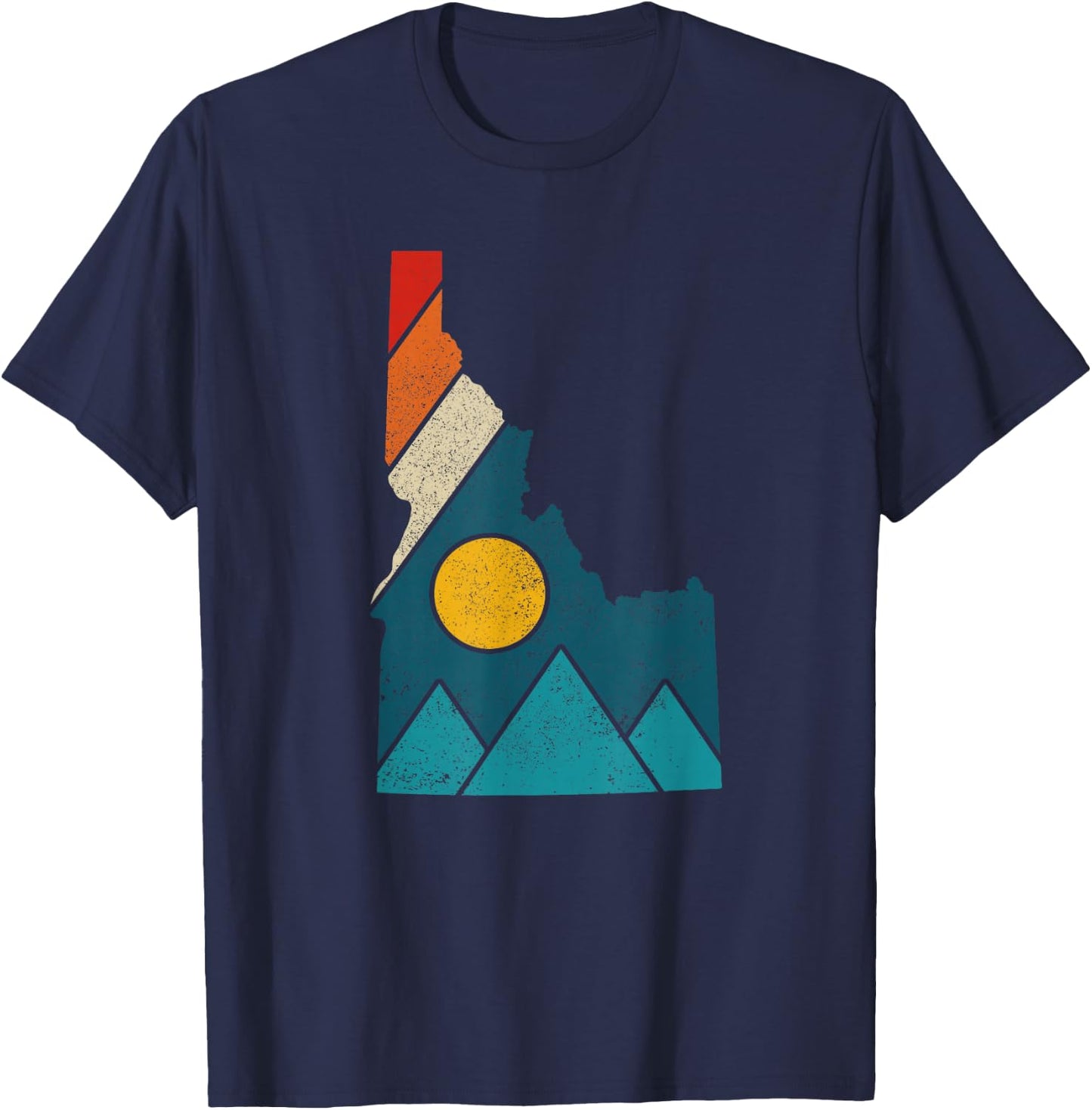Idaho Vintage State Map Mountains Hikers Camping T-Shirt - T-Shirt | Navy