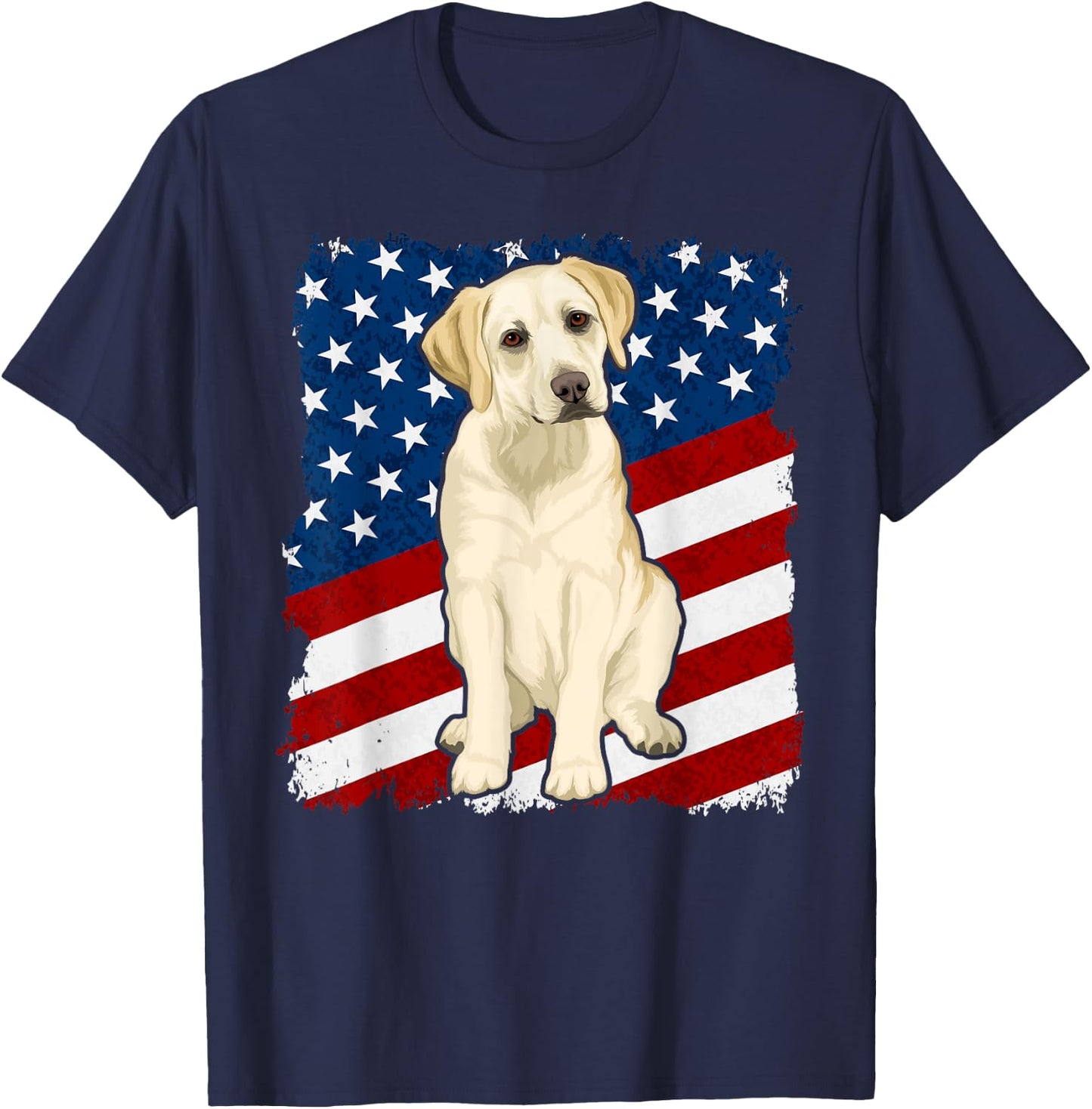 Yellow Labrador Dog American Flag Kids Men T-Shirt - T-Shirt | Navy