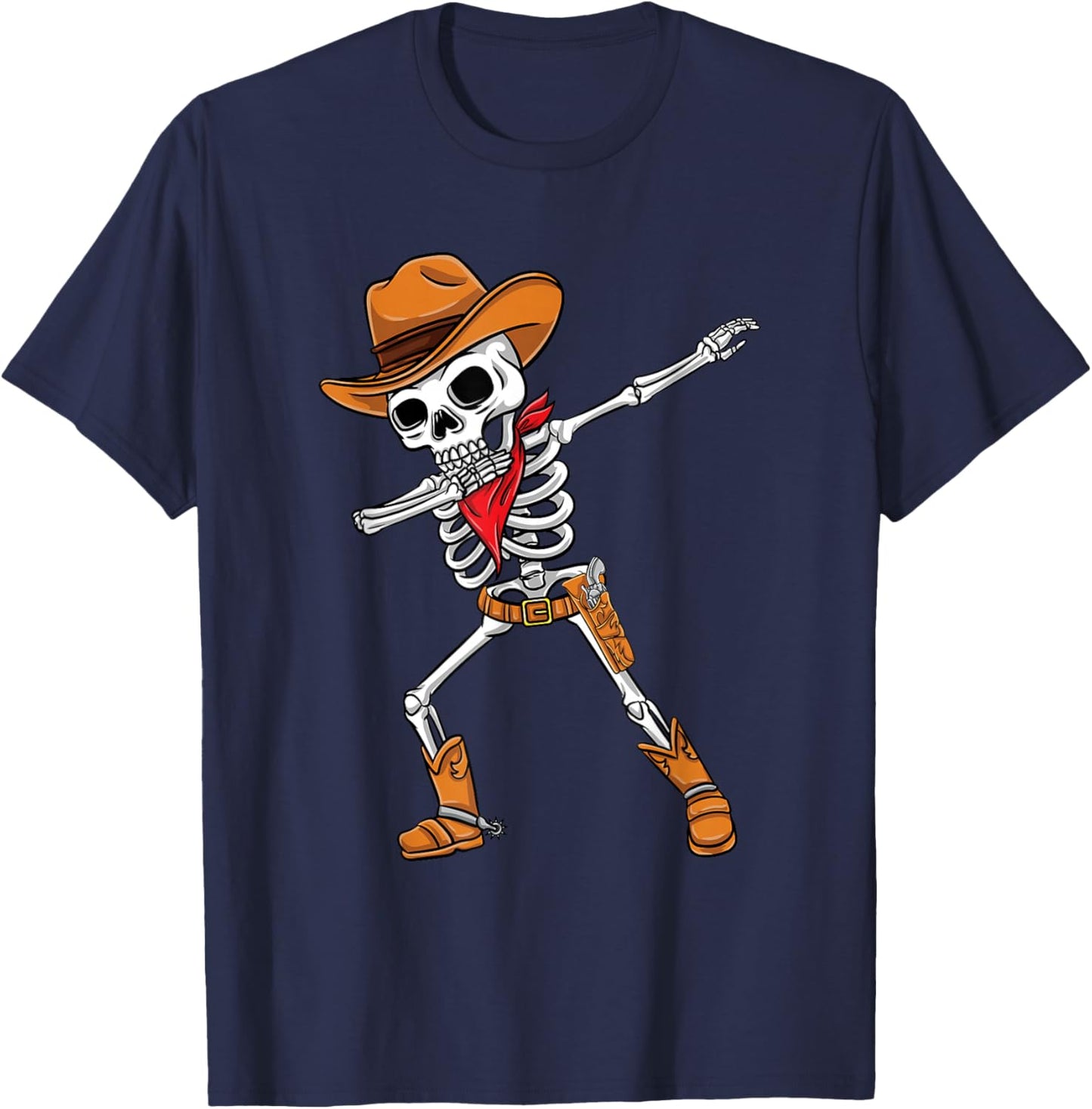 Dabbing Skelett Cowboy Halloween Jungen T-Shirt - T-Shirt | Navy