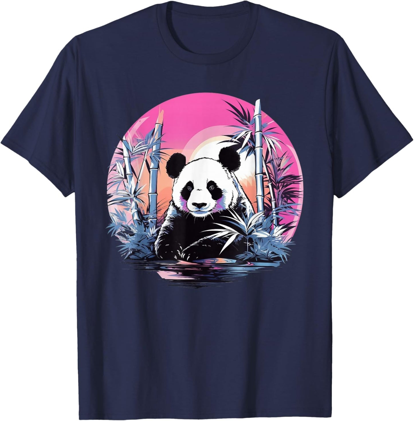 Vaporwave Panda Bear I Aesthetic Panda T-Shirt - T-Shirt | Navy