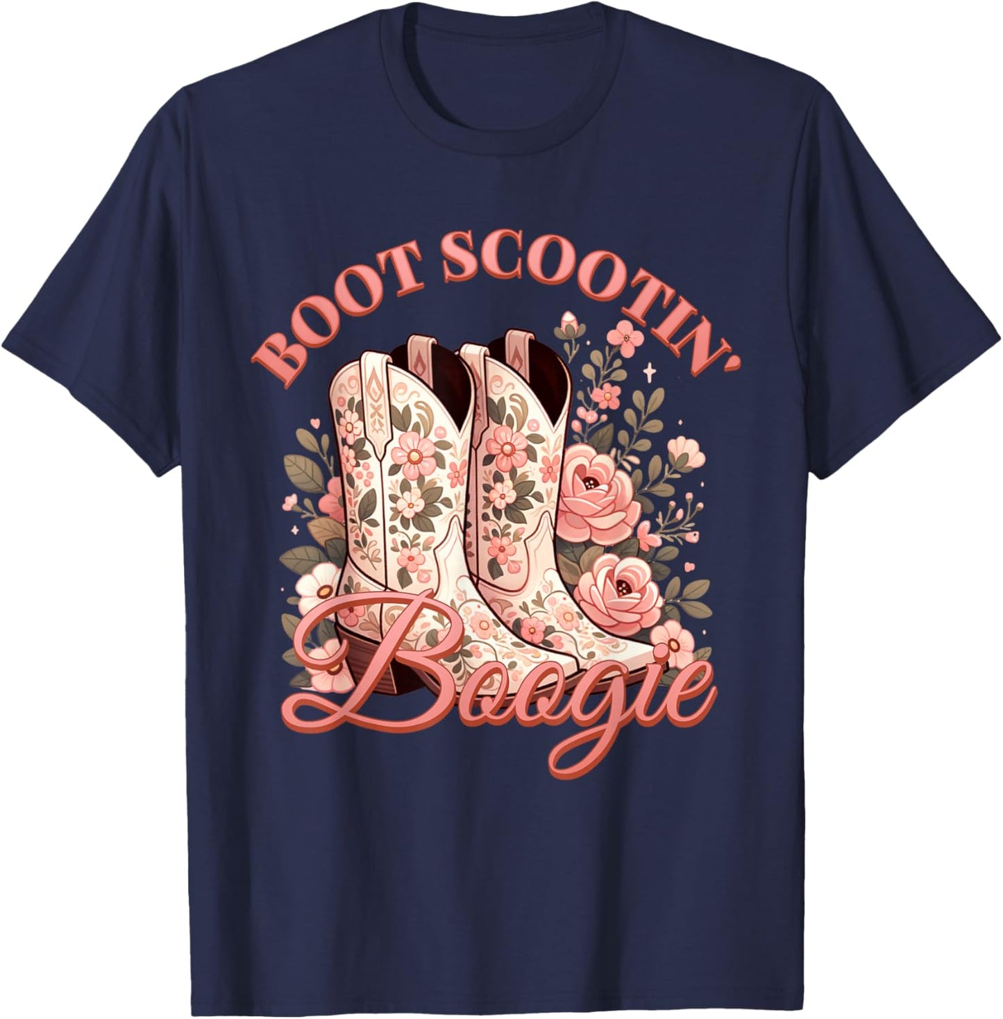 Boot Scootin’ Boogie Retro Vintage Western Cowboys Music T-Shirt - T-Shirt | Navy