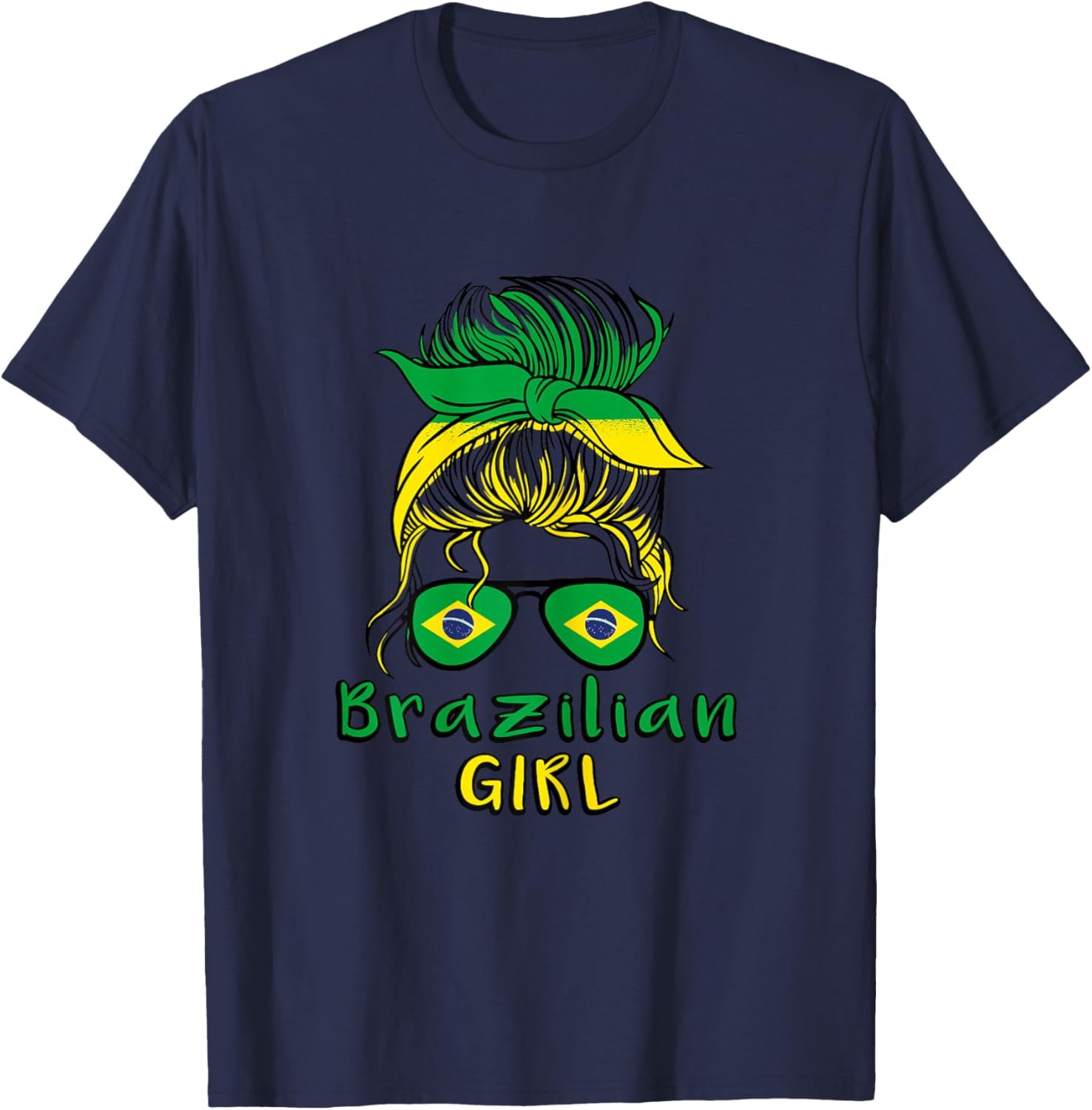 Brasilianisches Mädchen Brasilien Mädchen Brasilien Frauen Flagge T-Shirt - T-Shirt | Navy