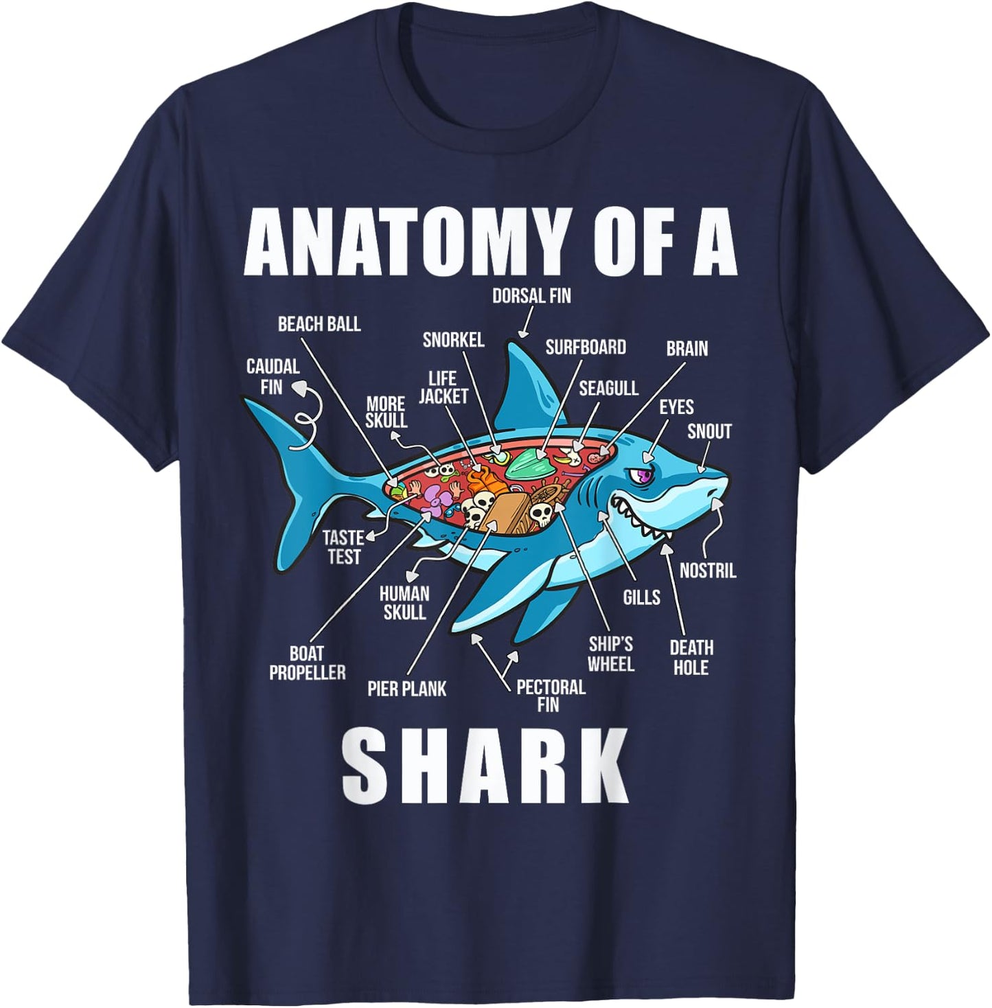 Anatomy Of A Shark Funny Marine Biology for Sharks Lovers T-Shirt - T-Shirt | Navy
