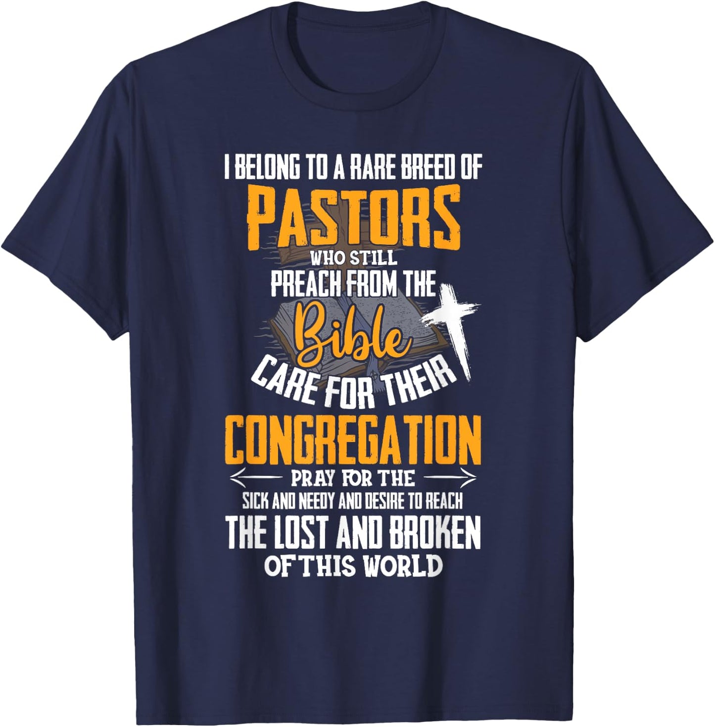 I Belong To A Rare Breed Of Pastors Gift Christian T-Shirt - T-Shirt | Navy