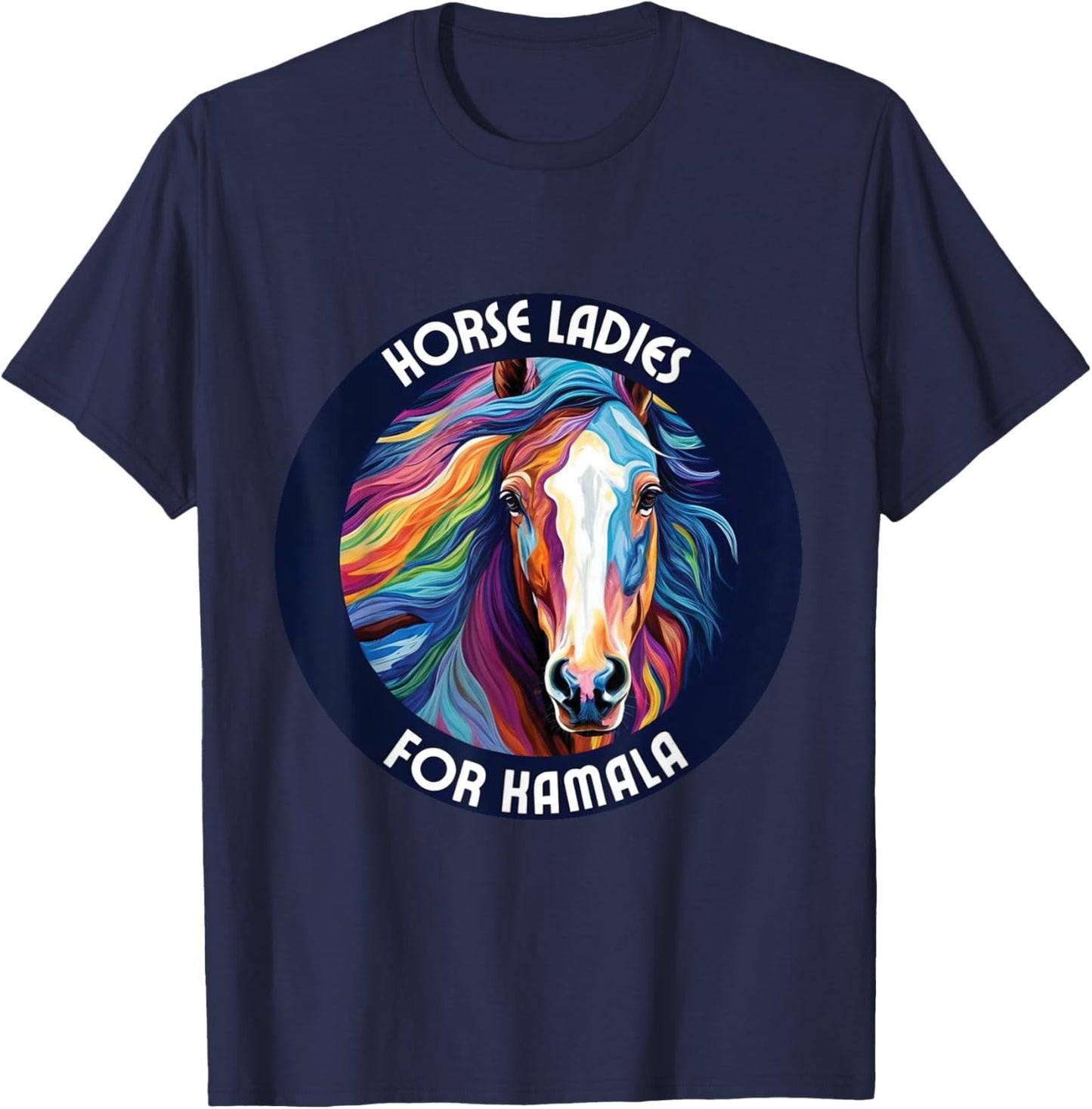 horse ladies for kamala harris Election Usa 2024 horse lady T-Shirt - T-Shirt | Navy