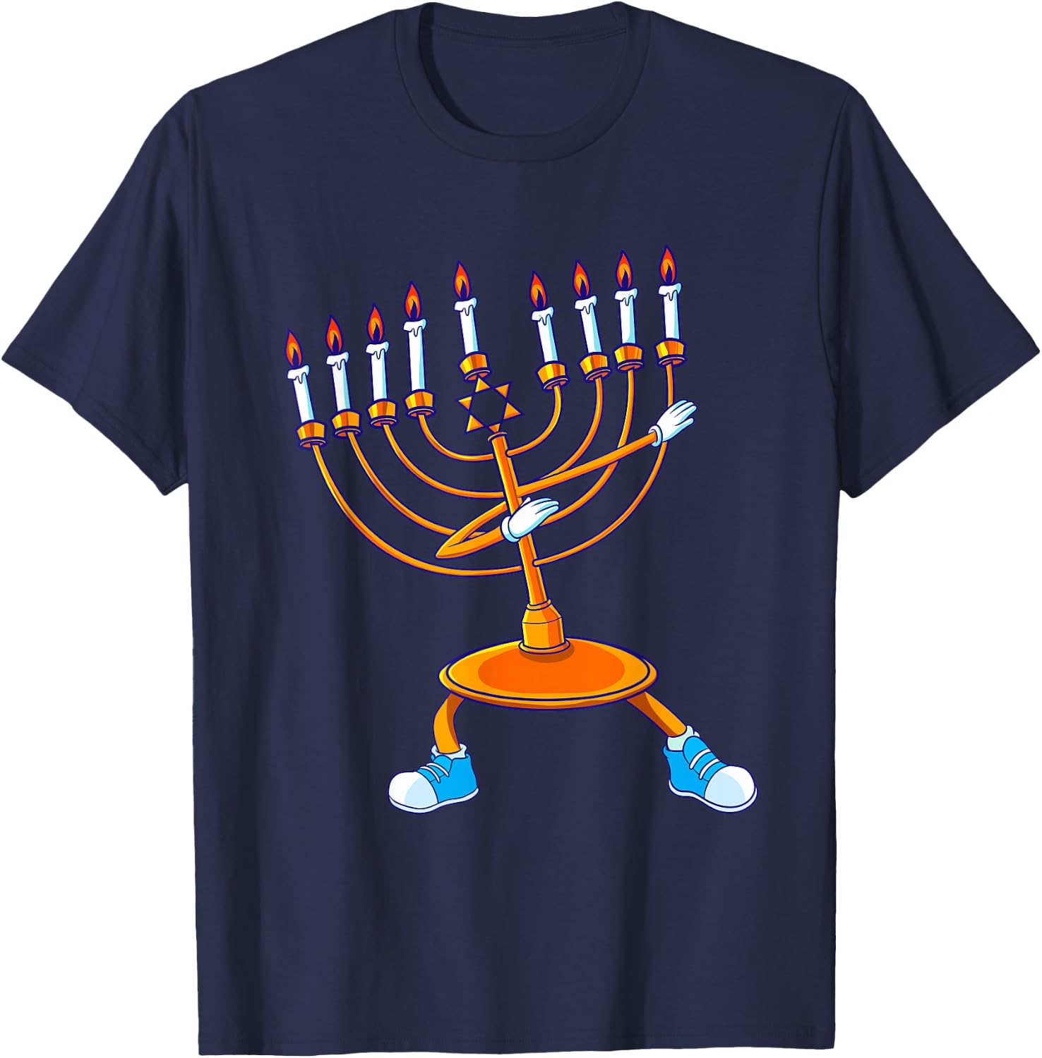 Dabbing Menorah Hanukkah Dancing Chanukah Kids Girls Boys T-Shirt - T-Shirt | Navy