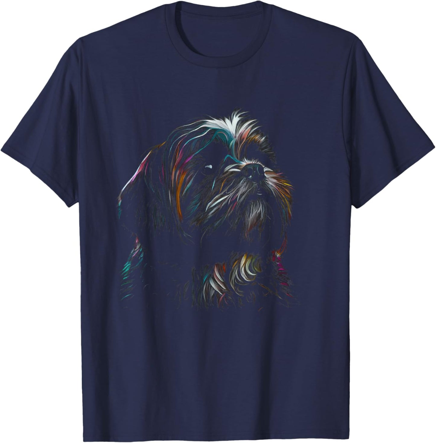 Colorful Splash Shih Tzu Art Animal Breeder Dog Trainer Men Women Kids T-Shirt - T-Shirt | Navy