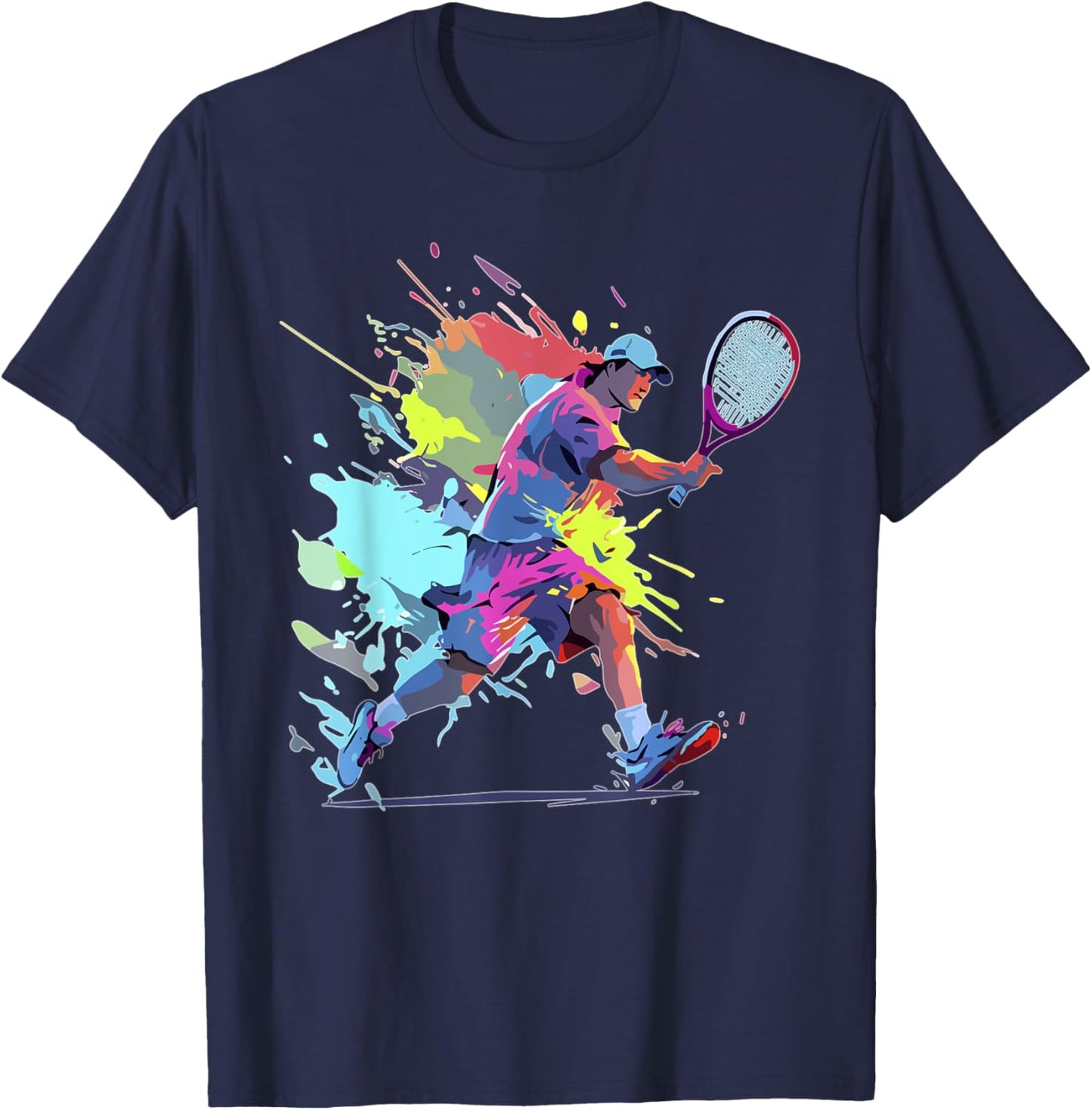 Tennis player Paint splash Tennis racket T-Shirt - T-Shirt | Navy