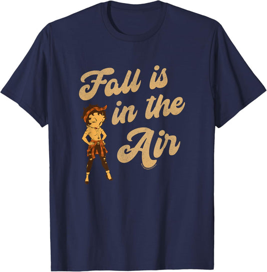 Betty Boop Seasonal Fall Is In The Air Woman Power T-Shirt - T-Shirt | Navy