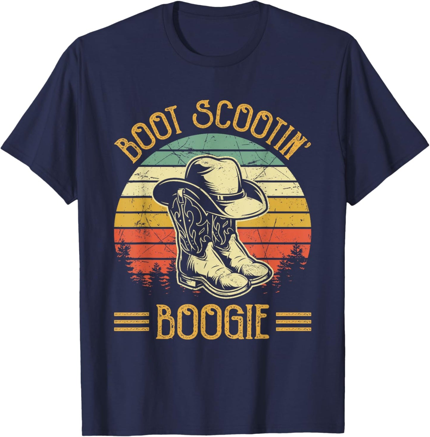 Cowboy Boots Boot Scootin’ Boogie Southern Western T-Shirt - T-Shirt | Navy