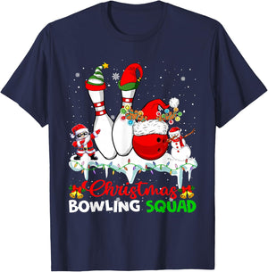 Christmas Bowling Squad Dabbing Santa Elf Bowling Tools T-Shirt - T-Shirt | Navy