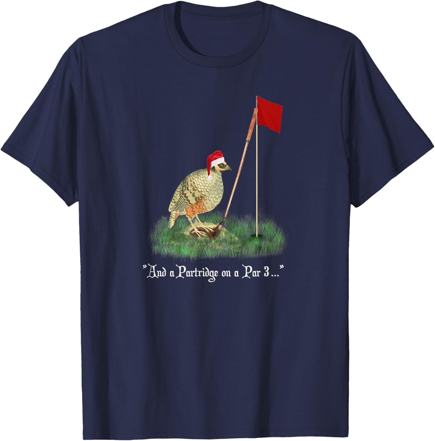 Funny Golf Lovers Partridge On A Par 3 Christmas Song Parody T-Shirt - T-Shirt | Navy