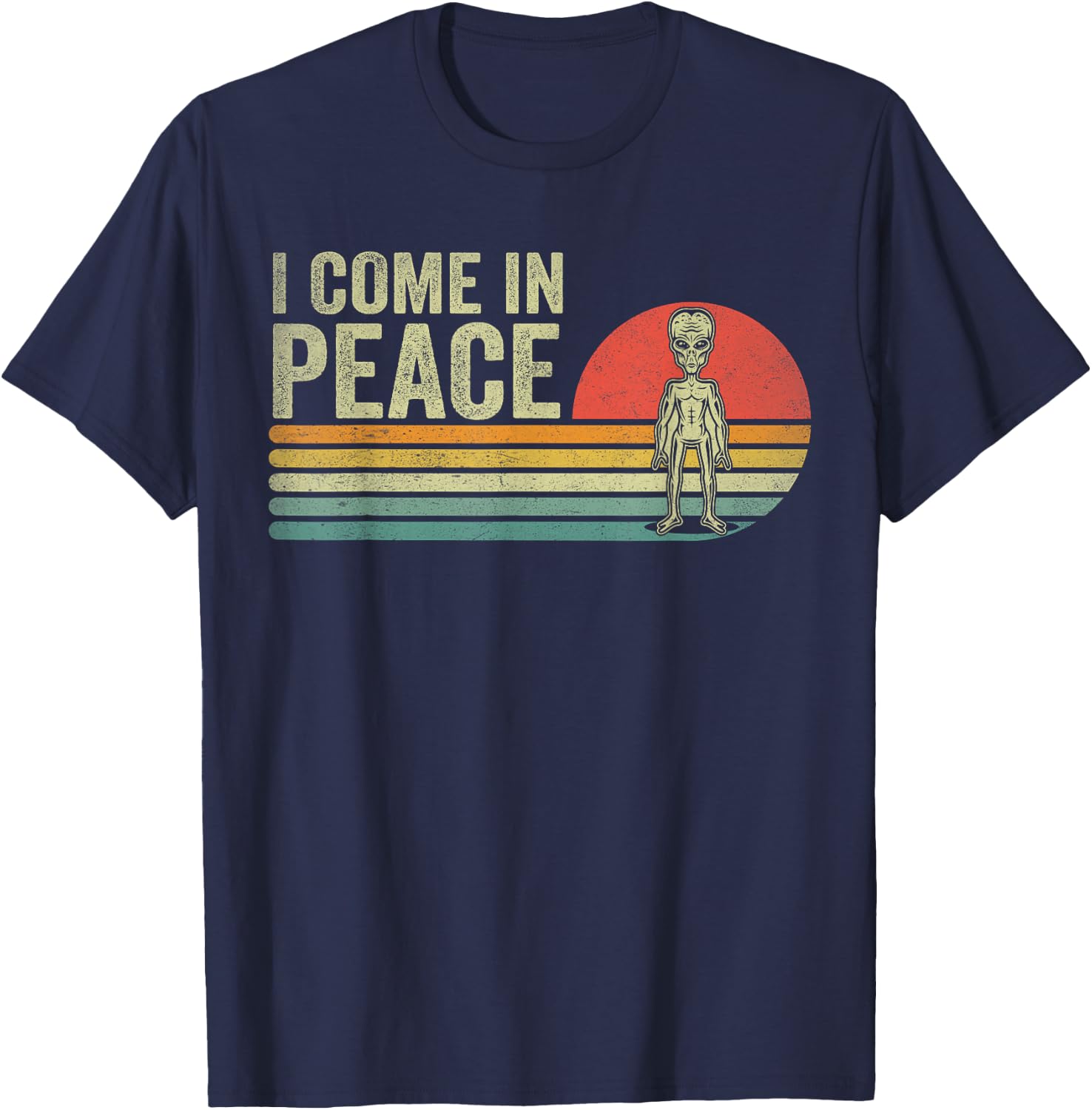 I Come In Peace im Peace Matching Couples Alien T-Shirt - T-Shirt | Navy