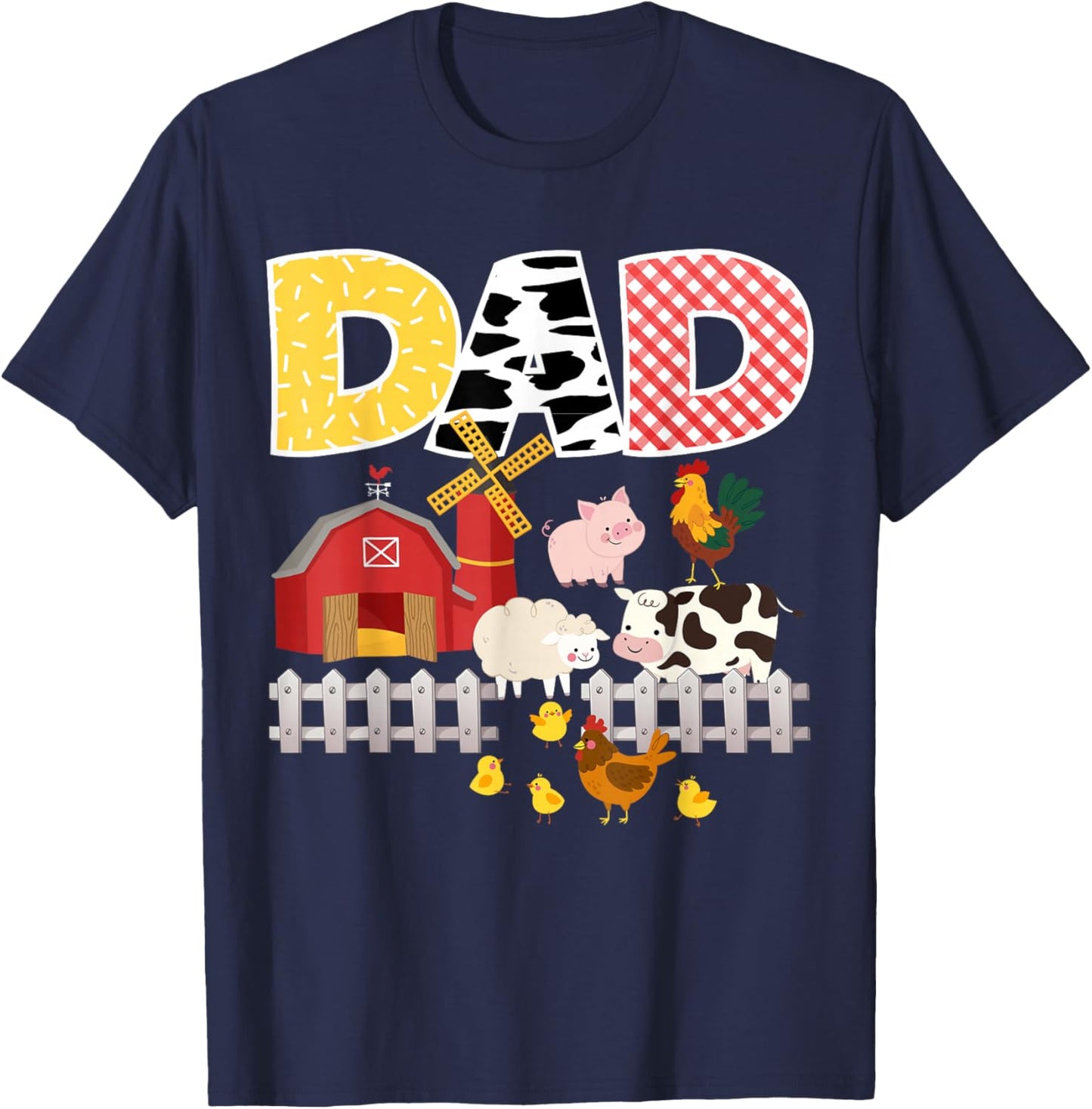 Dad Birthday Boy Farm Animal Farming Farmer Family B-Day T-Shirt - T-Shirt | Navy