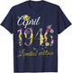 April 1946 - 79 Year Old Sunflower Floral 79th Birthday Gift T-Shirt - T-Shirt | Navy