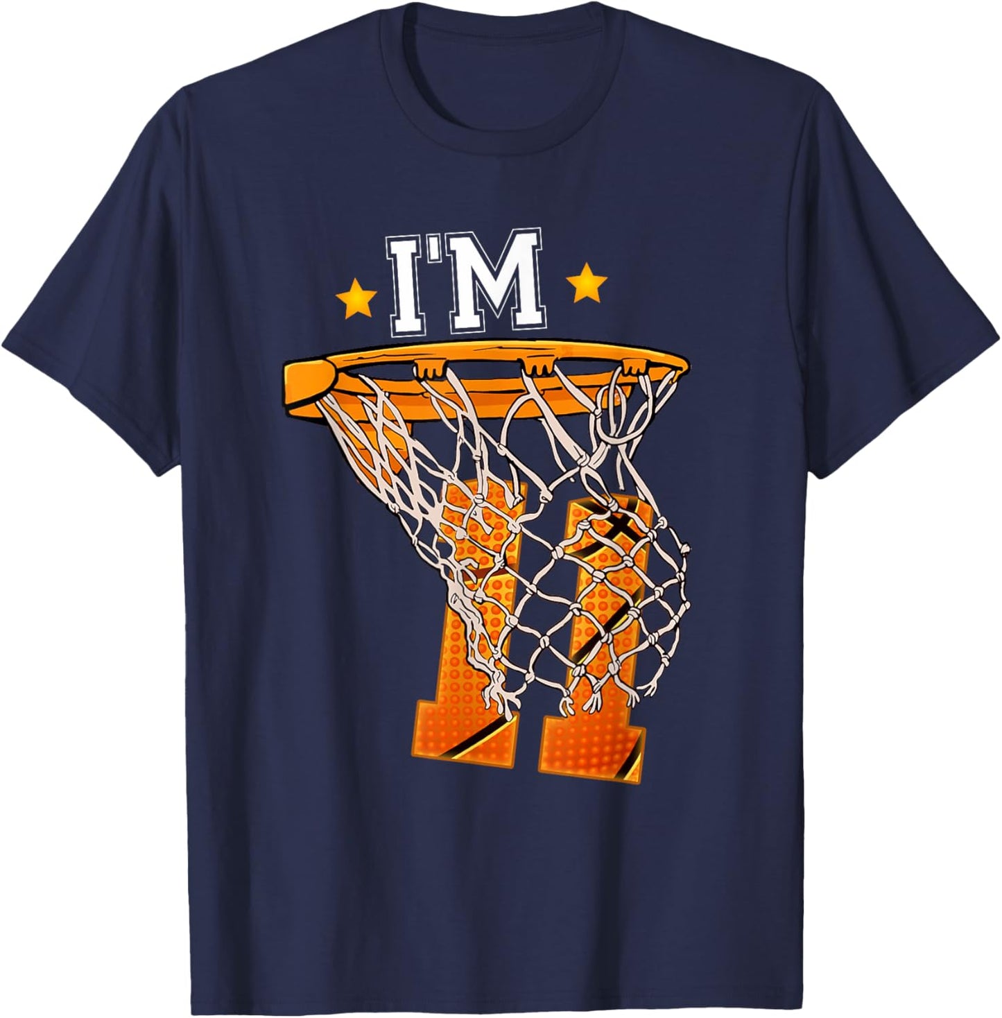 11th Birthday Basketball Shirt I'm 11 Boy Girl 11th Birthday T-Shirt - T-Shirt | Navy