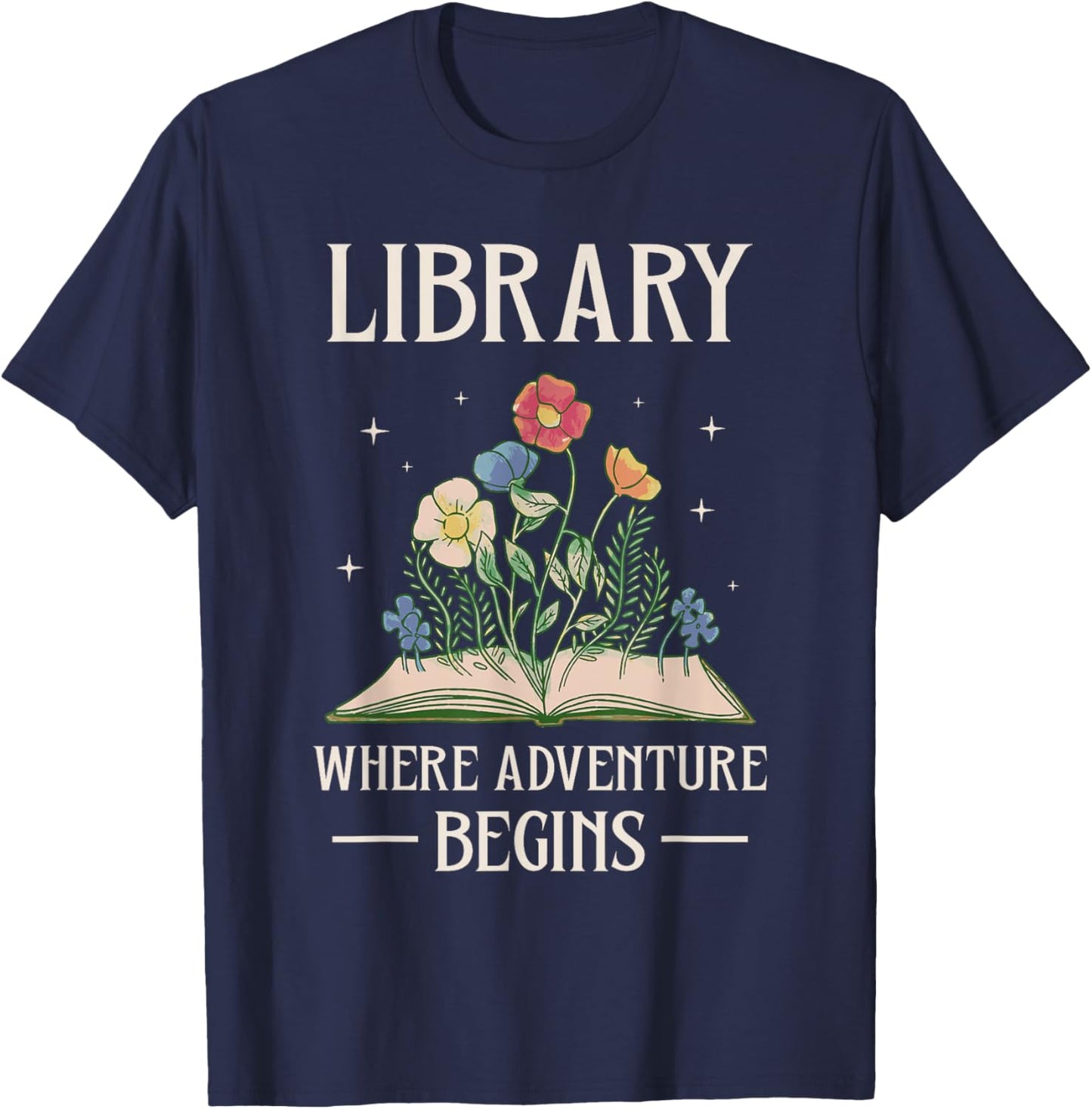 Bibliothek Wo Das Abenteuer Beginnt Librarian Books T-Shirt - T-Shirt | Navy
