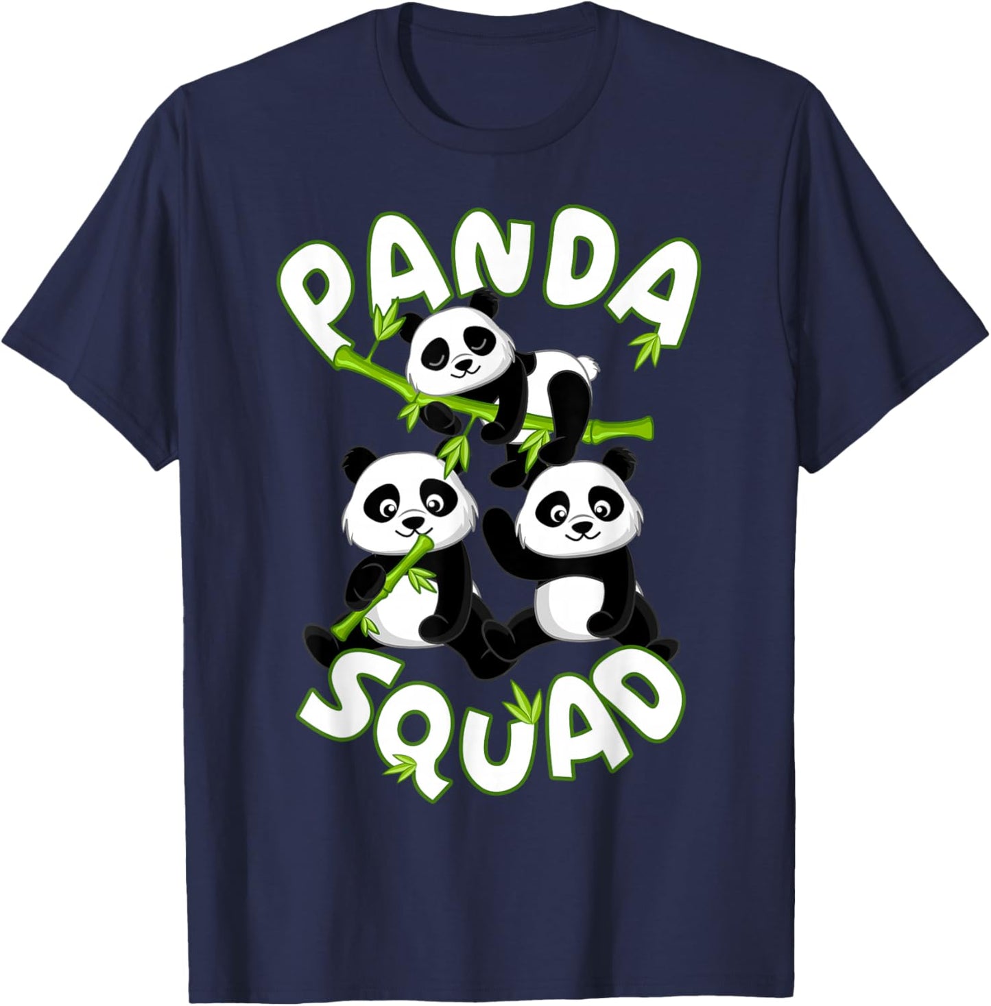 Cute Panda Family Graphic - Panda Squad T-Shirt - T-Shirt | Navy