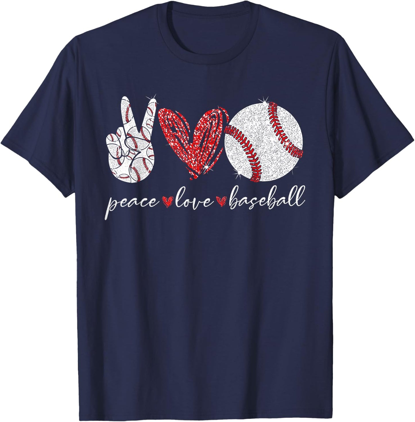 Peace Love Baseball T-Shirt - T-Shirt | Navy