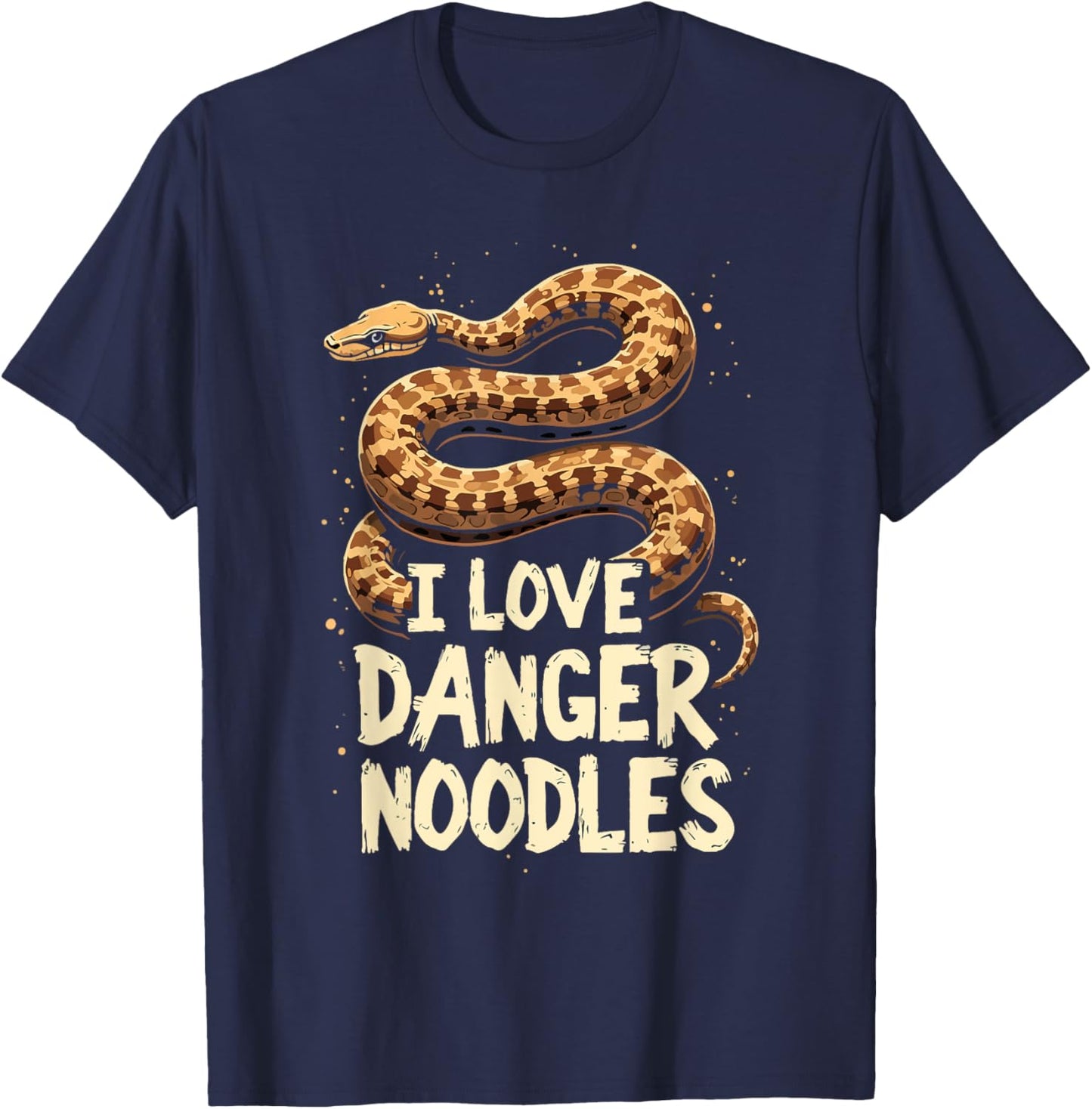 Ball Python Snake Lover Reptile I Love Danger Noodles T-Shirt - T-Shirt | Navy