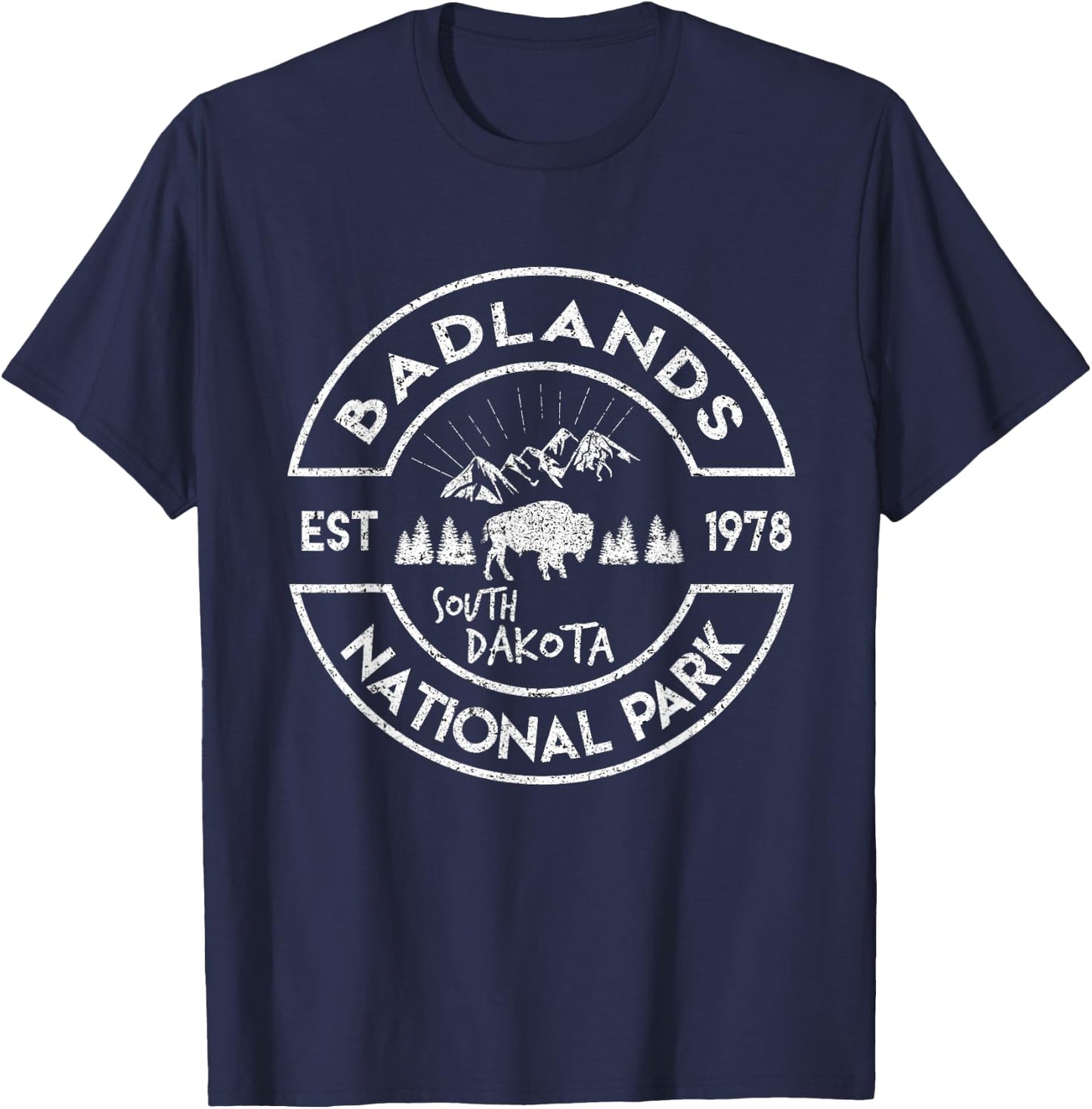Badlands National Park Retro Hiking Vintage South Dakota Mom T-Shirt - T-Shirt | Navy