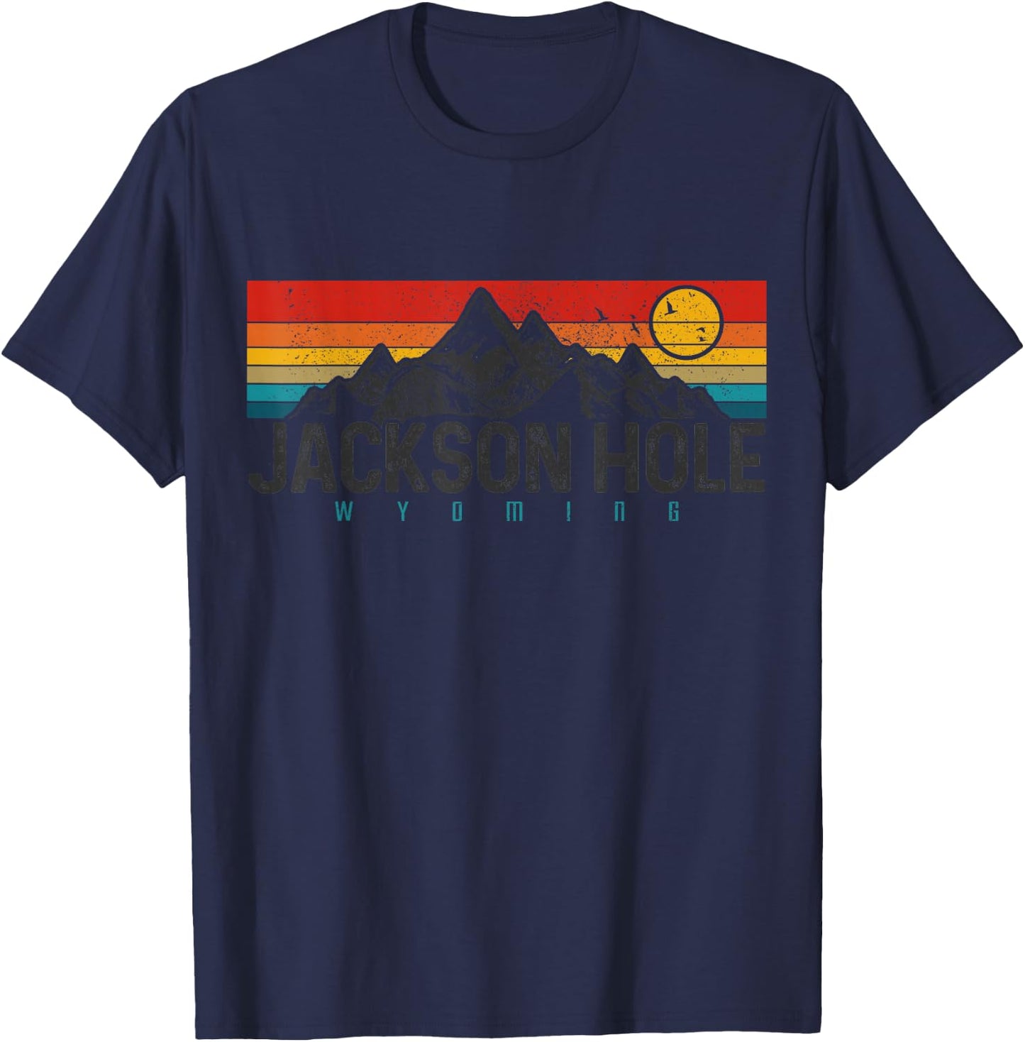 Jackson Hole Vintage Wyoming Mountains Pride Gift T-Shirt - T-Shirt | Navy