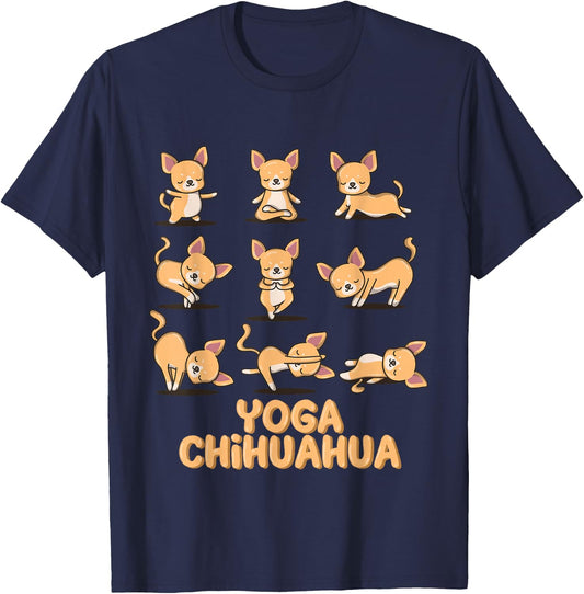 Chihuahua yoga shirt Chihuahua yoga pose meditation T-Shirt - T-Shirt | Navy