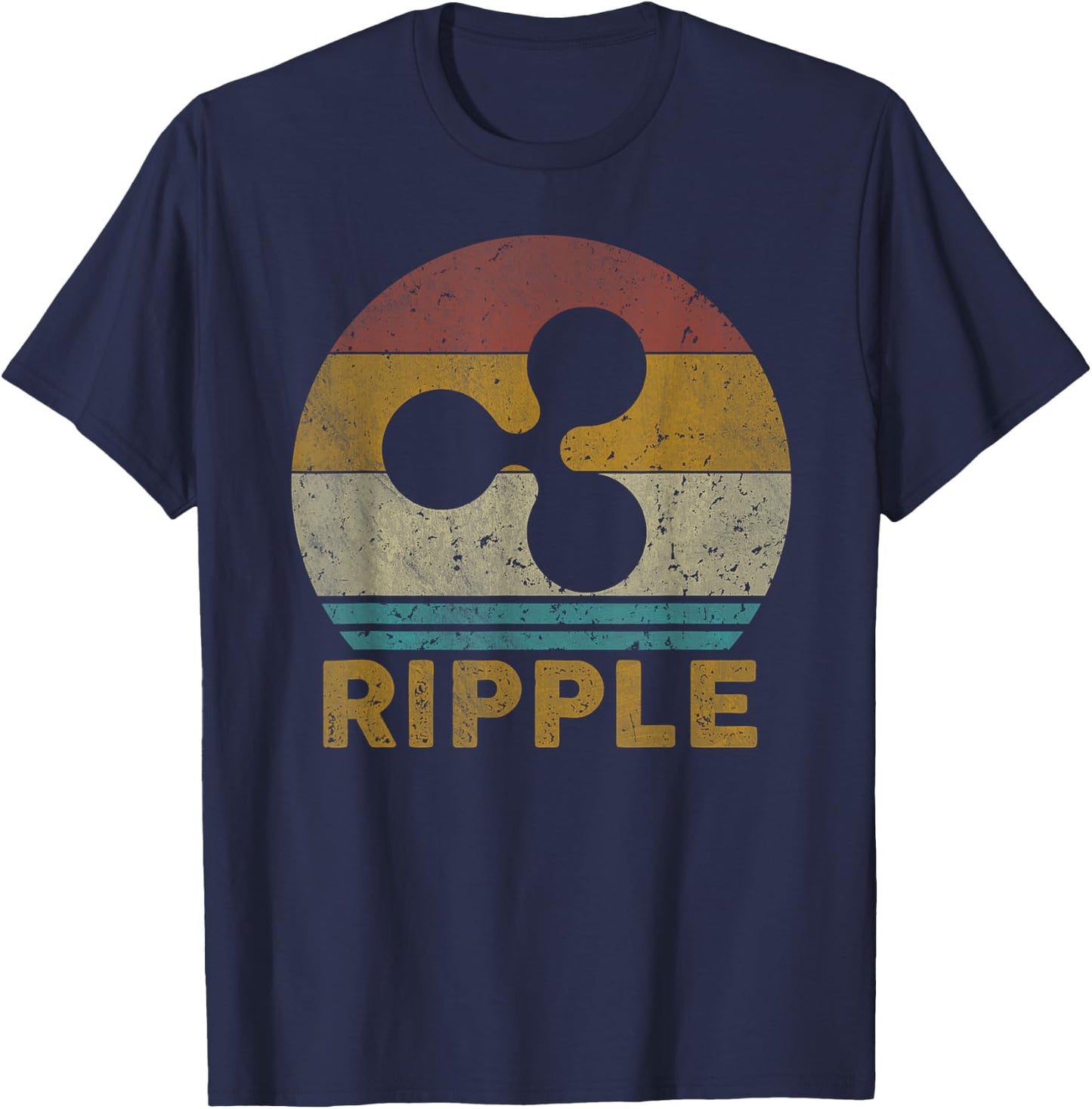Vintage Ripple (XRP) Crypto Ripple T-Shirt - T-Shirt | Navy