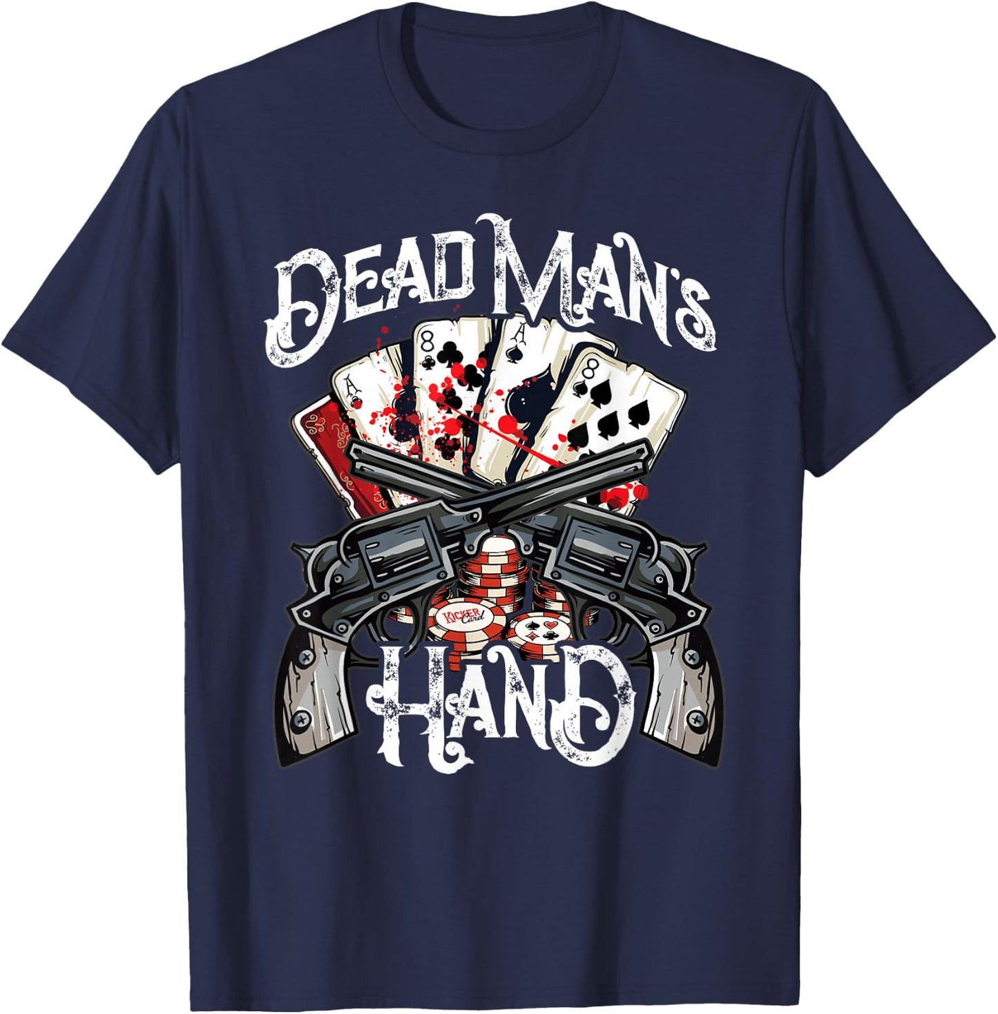 Dead Man's Hand, Aces & Eights Poker Player T-Shirt - T-Shirt | Navy