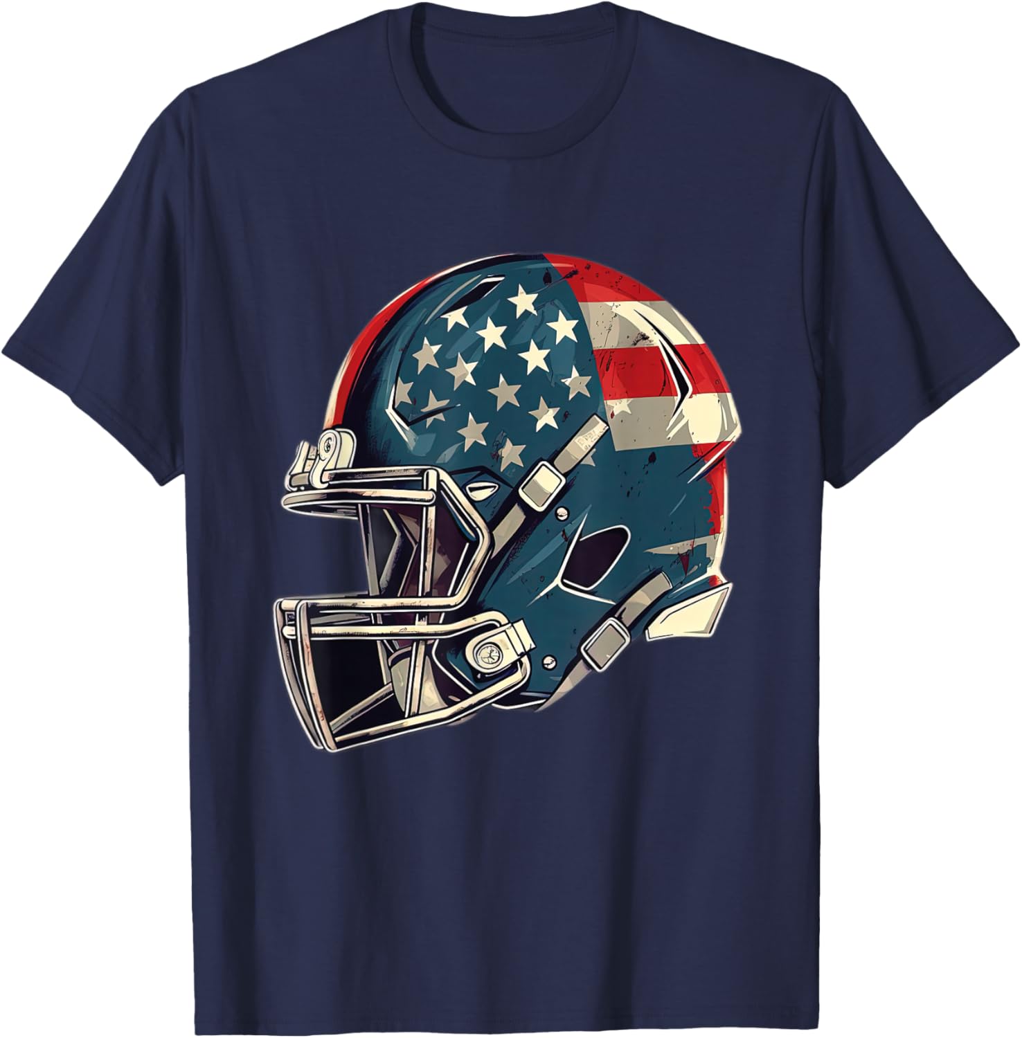 Patriotic Football 4th of July USA American Flag Boys Teens T-Shirt - T-Shirt | Navy