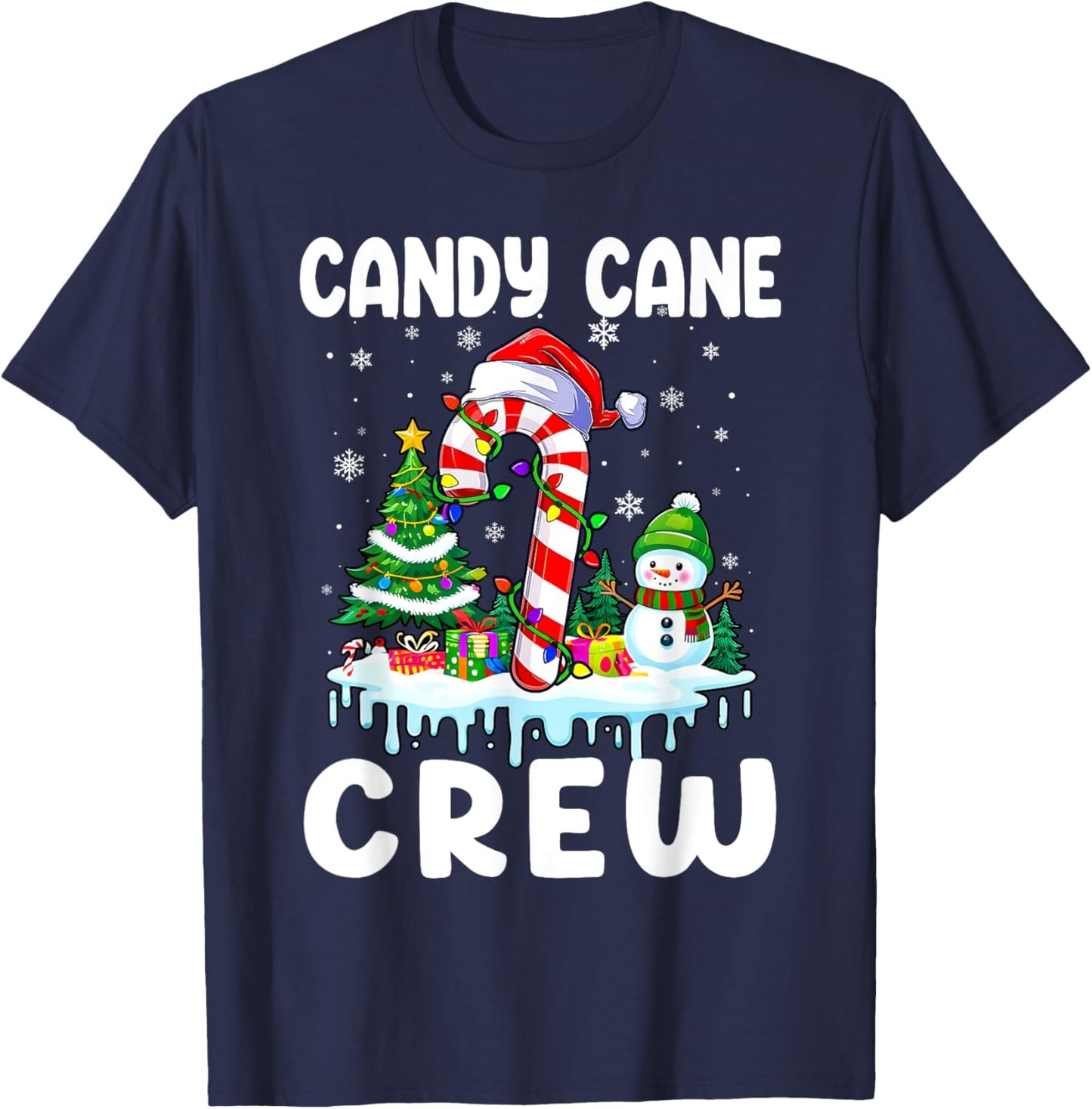 Candy Cane Crew Funny Christmas Holiday Boys Girls Men Women T-Shirt - T-Shirt | Navy