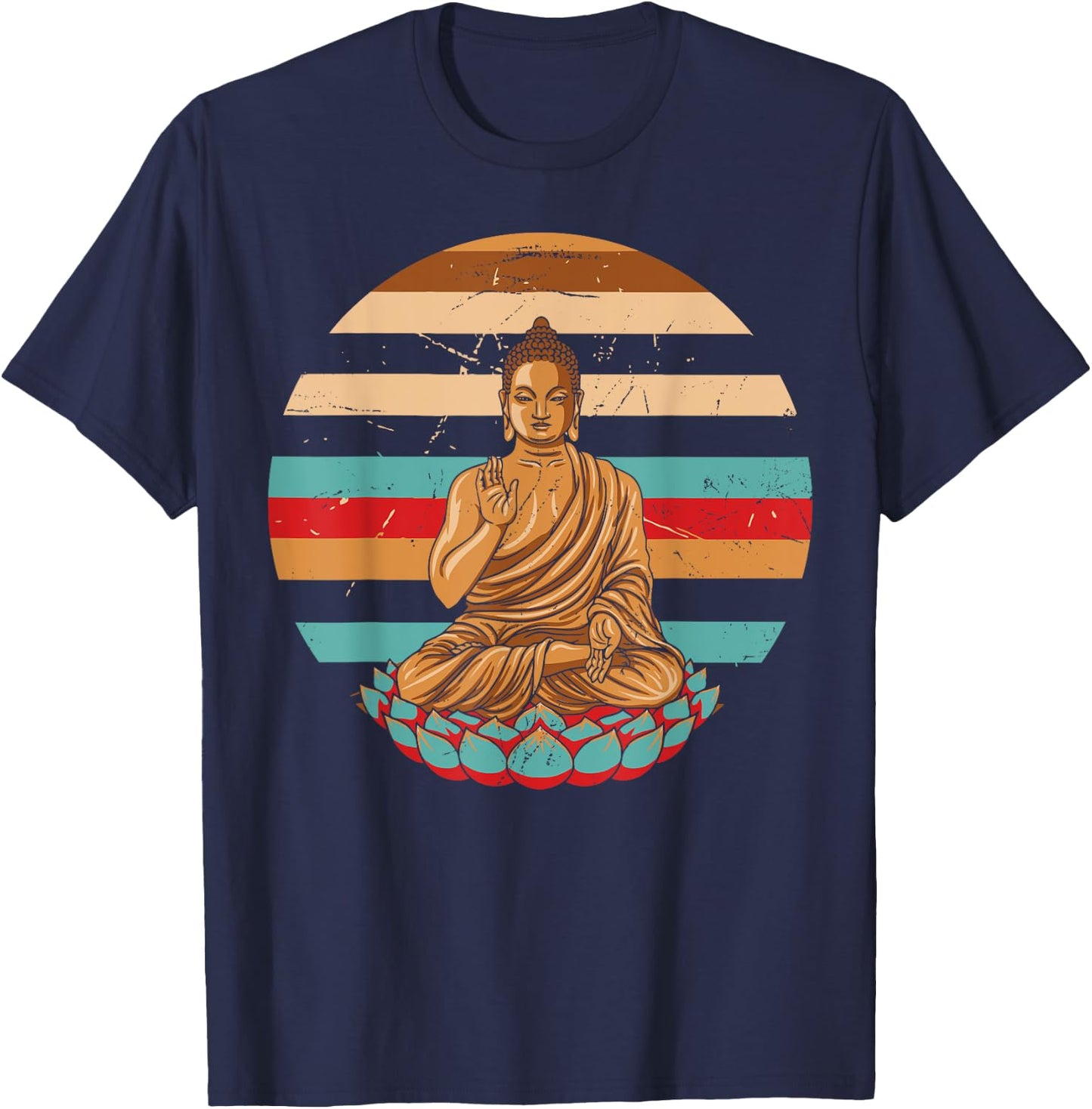 Vintage Style Retro Sleeping Buddha Gift T-Shirt - T-Shirt | Navy