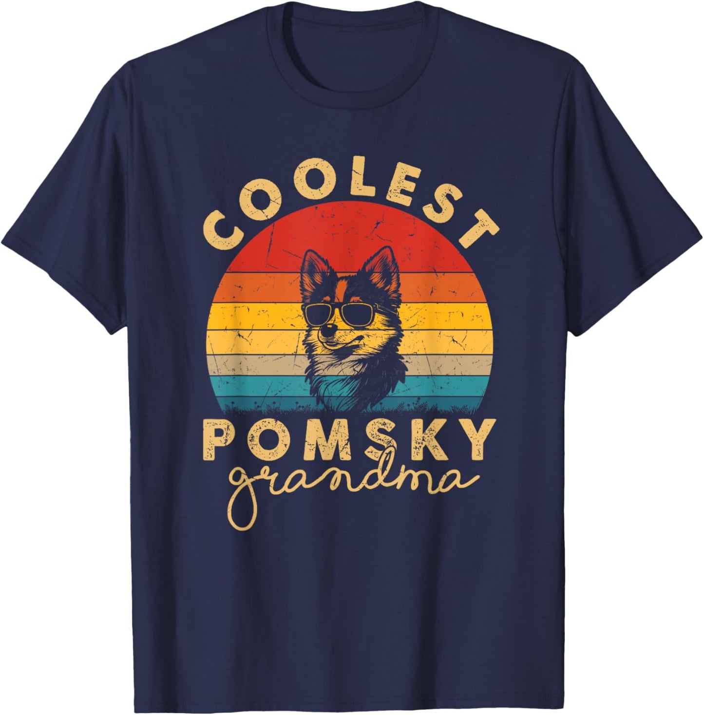 Pomsky Coolest Grandma Gifts Funny Pomsky Dog Mom T-Shirt - T-Shirt | Navy