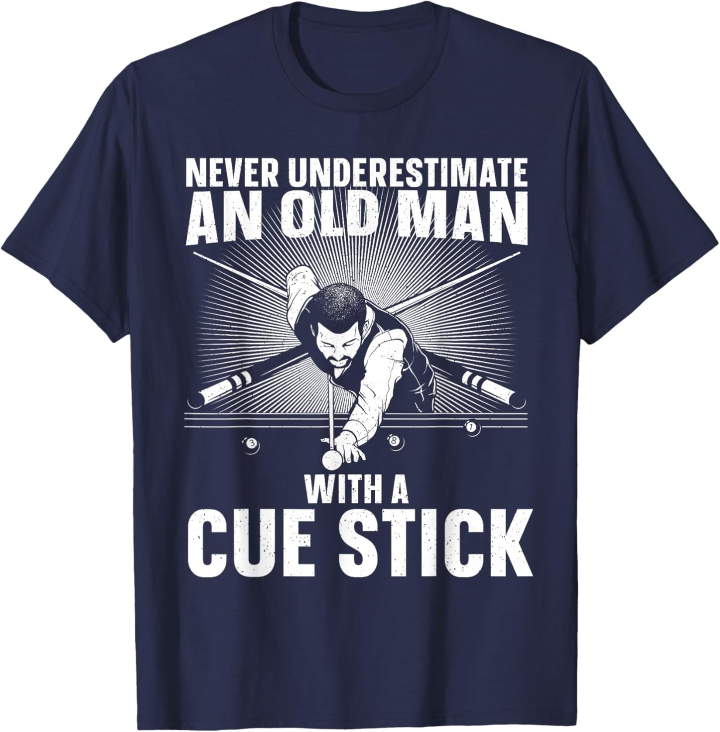 Best Pool Art Grandpa Billiard Player Pool Lover T-Shirt - T-Shirt | Navy
