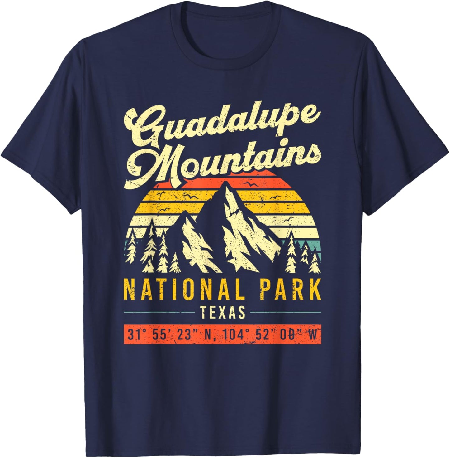 Guadalupe Mountains Texas Vintage Retro National Park T-Shirt - T-Shirt | Navy