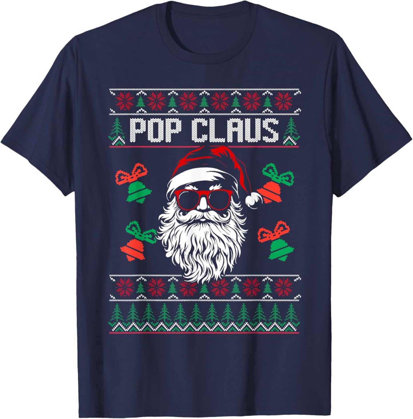 POP CLAUS Christmas Santa Claus Matching Family Pajamas T-Shirt - T-Shirt | Navy