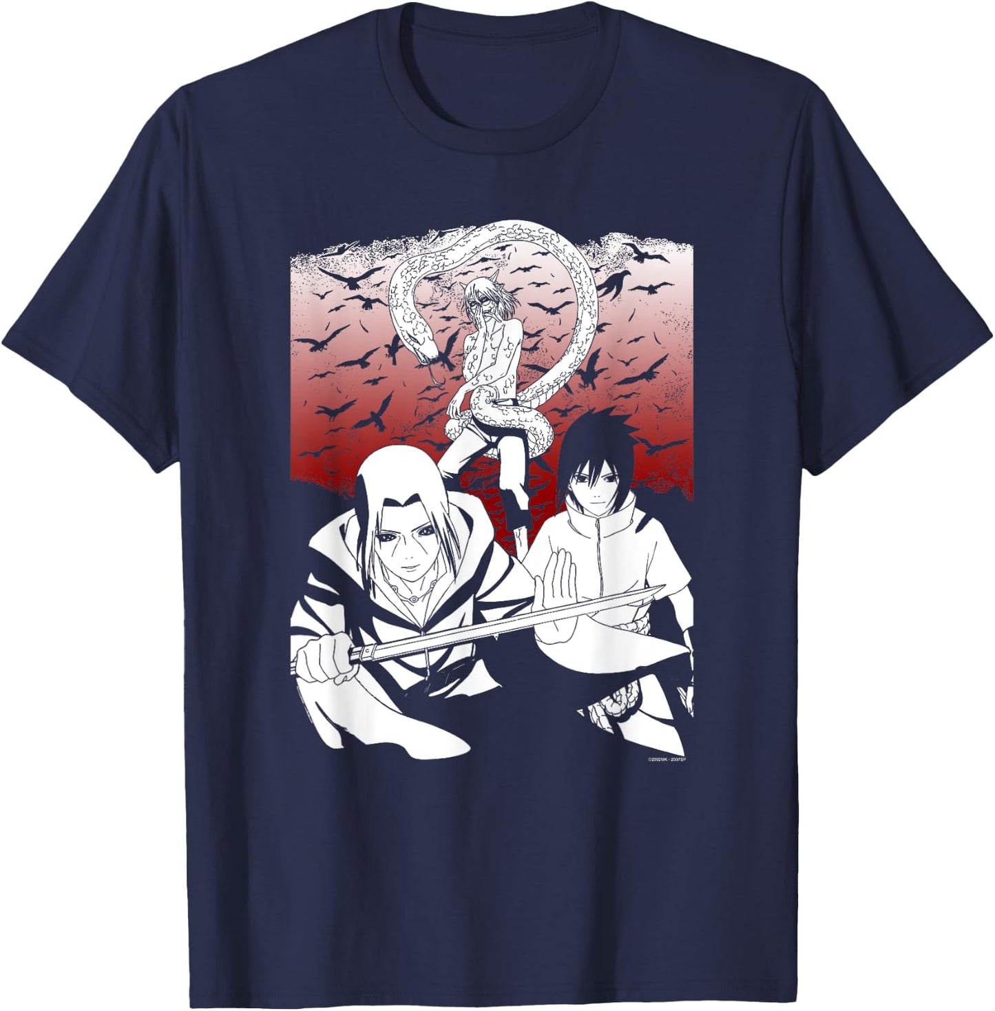 Naruto Shippuden Sasuke Orochimaru Anime T-Shirt - T-Shirt | Navy