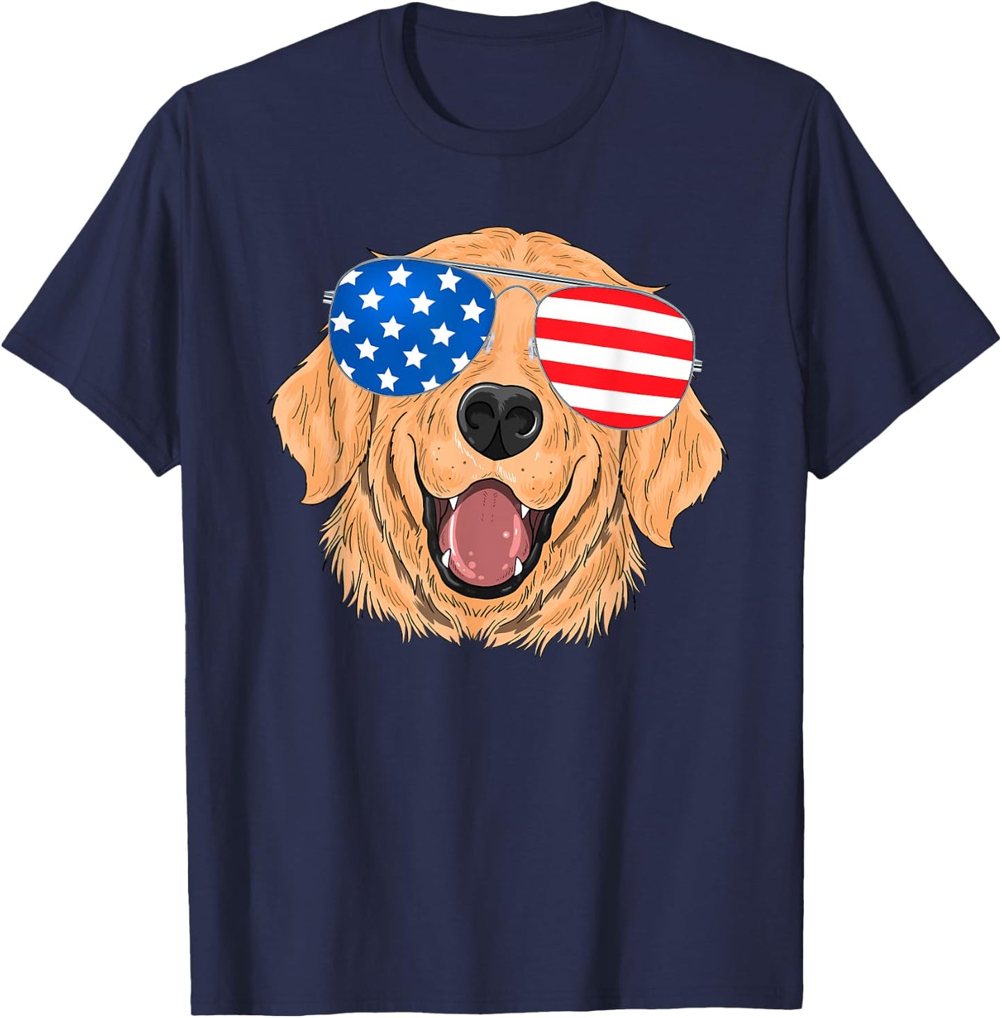 Patriotic Golden Retriever Dog 4th of july T-Shirt - T-Shirt | Navy