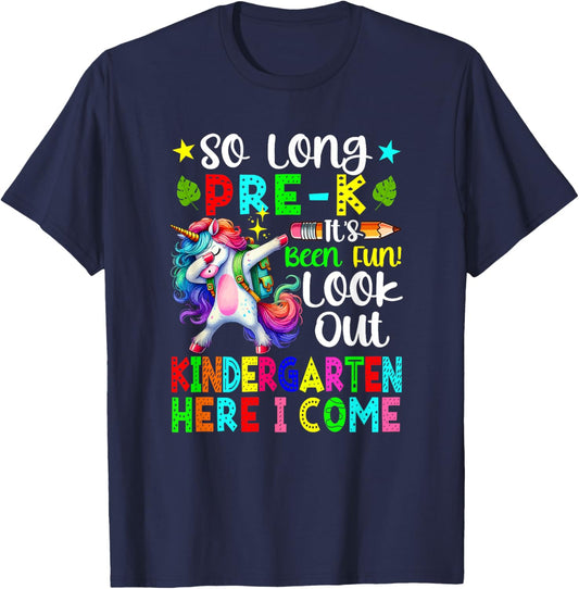 So Long Pre-K Funny Look Out Kindergarten Dabbing Unicorn T-Shirt - T-Shirt | Navy