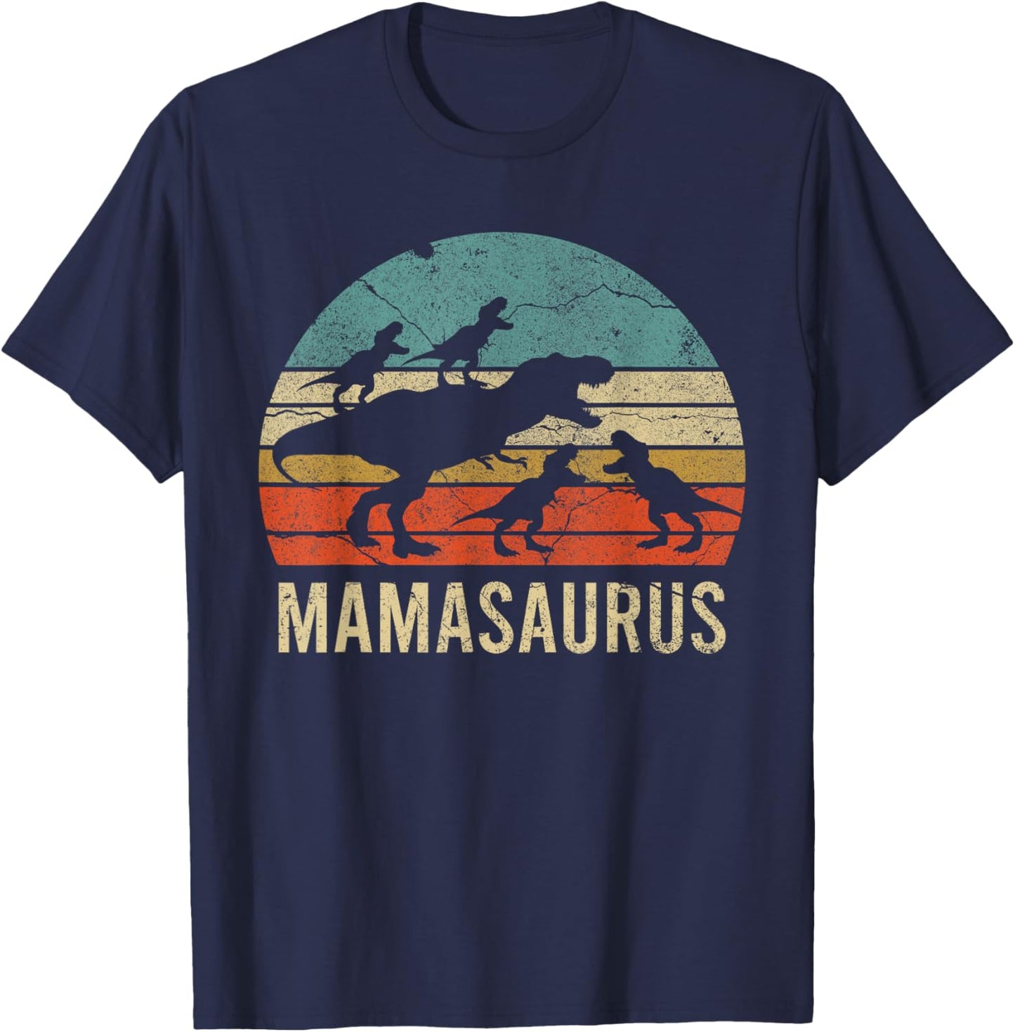 Mommy Mom Mama Dinosaur Funny 4 Four kid Mamasaurus Diy Gift T-Shirt - T-Shirt | Navy