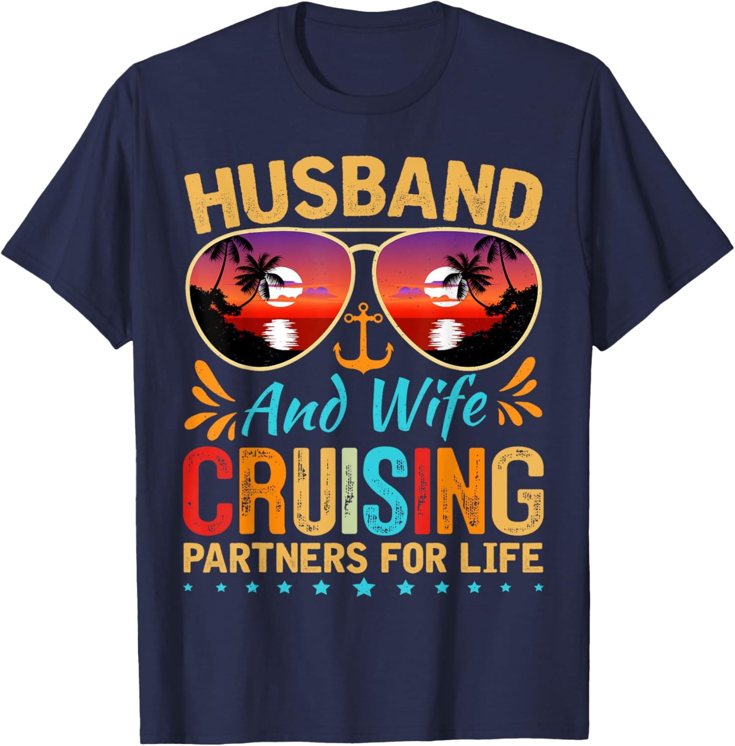 Husband Wife Cruising 2025 Cruise Vacation Couples Trip T-Shirt - T-Shirt | Navy
